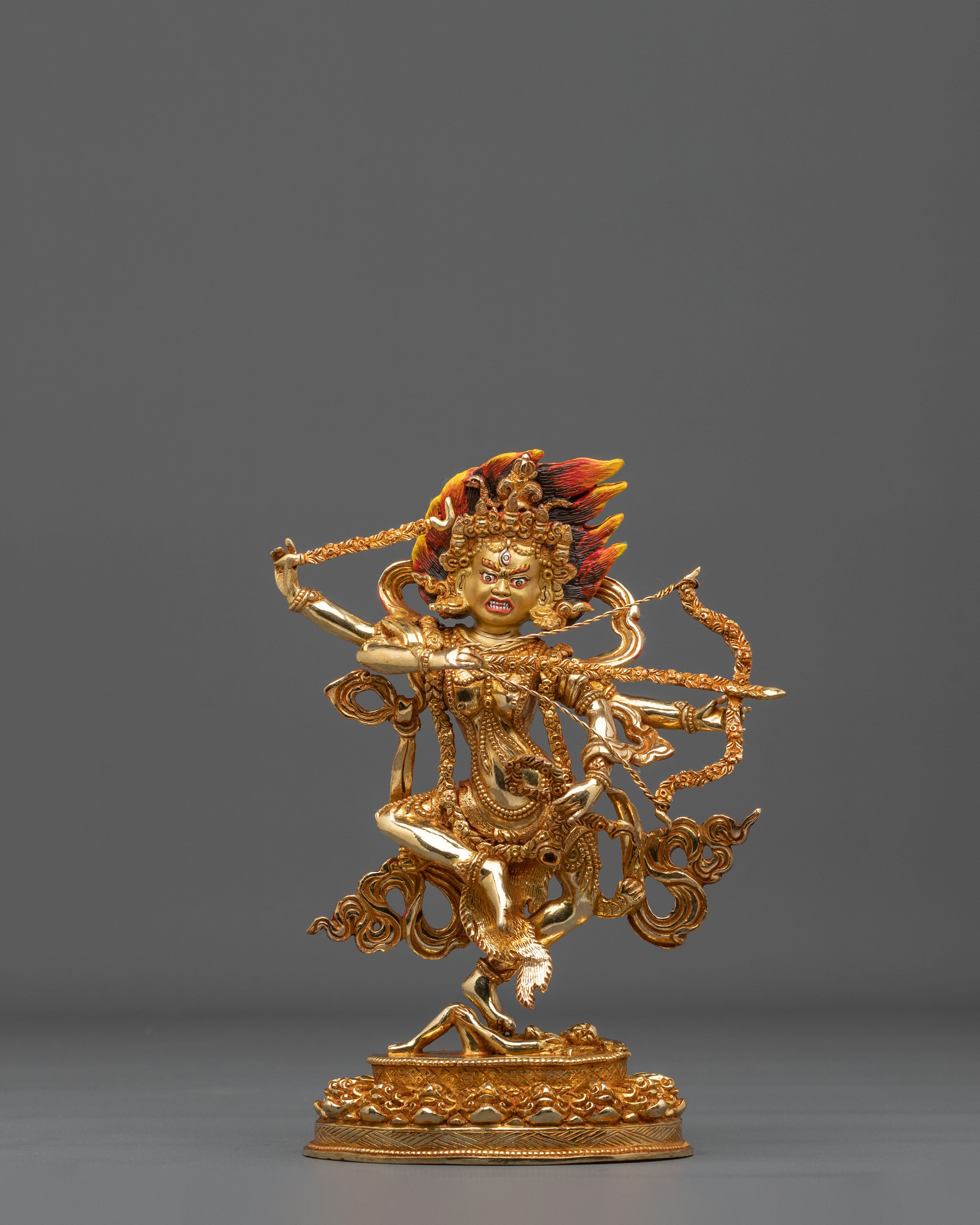 Handmade Kurukulla Red Tara Sculpture | 24K Gold Gilded