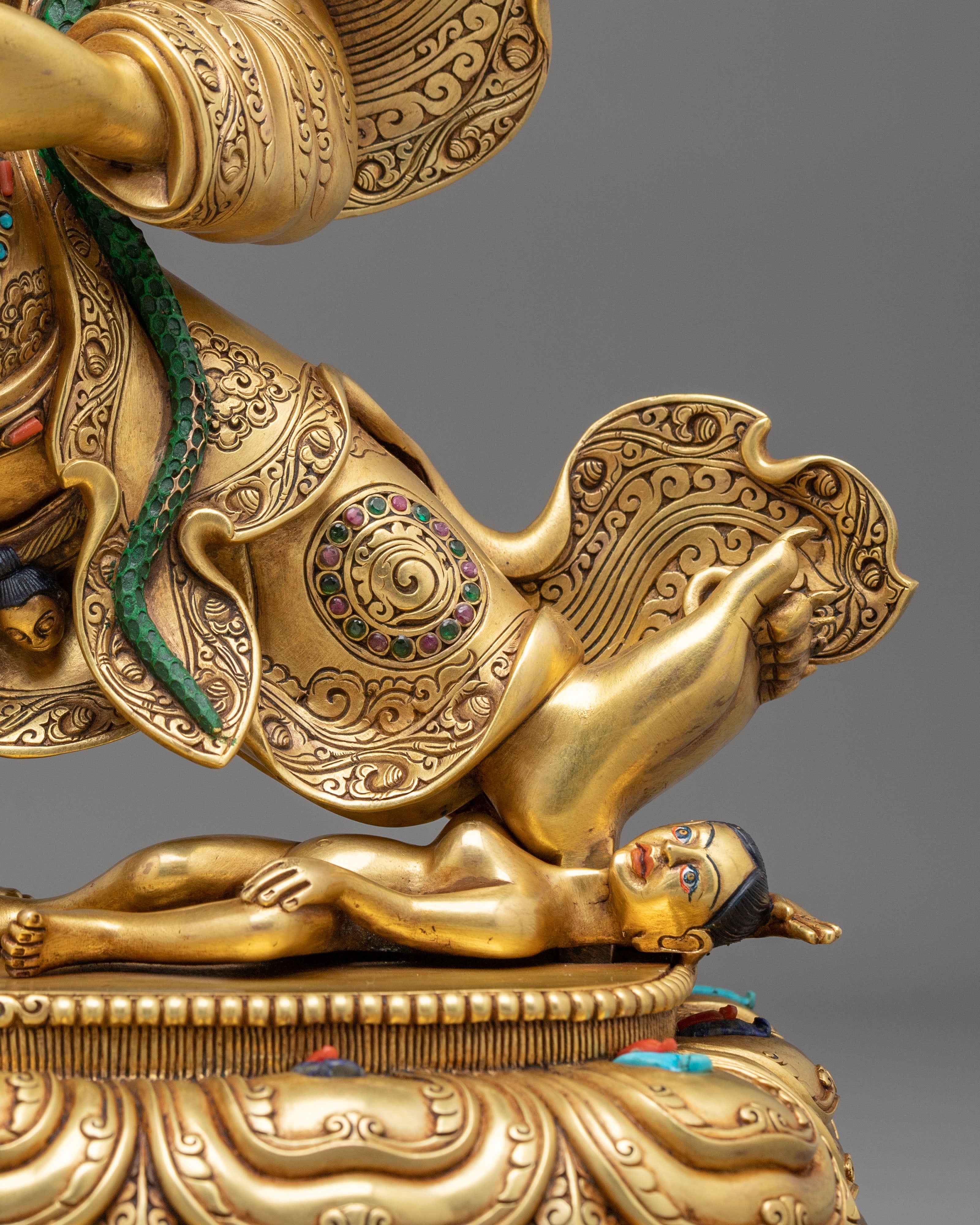 24K Gold Gilded Copper Mahakala Bernakchen Statue | Vajrayana Protector