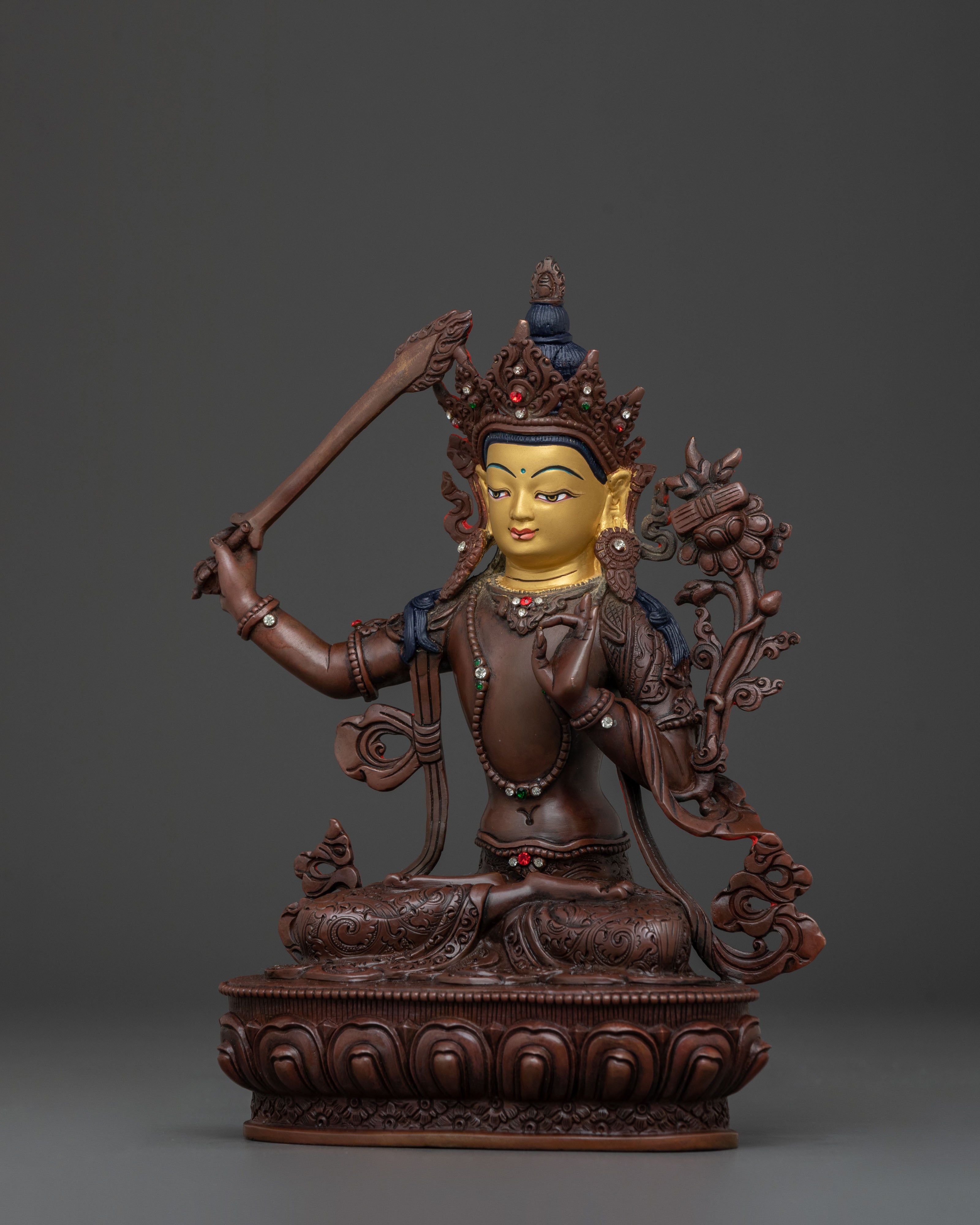 Bodhisattva Manjushri Statue of Ultimate Wisdom | Sacred Buddhist Altar Sculpture