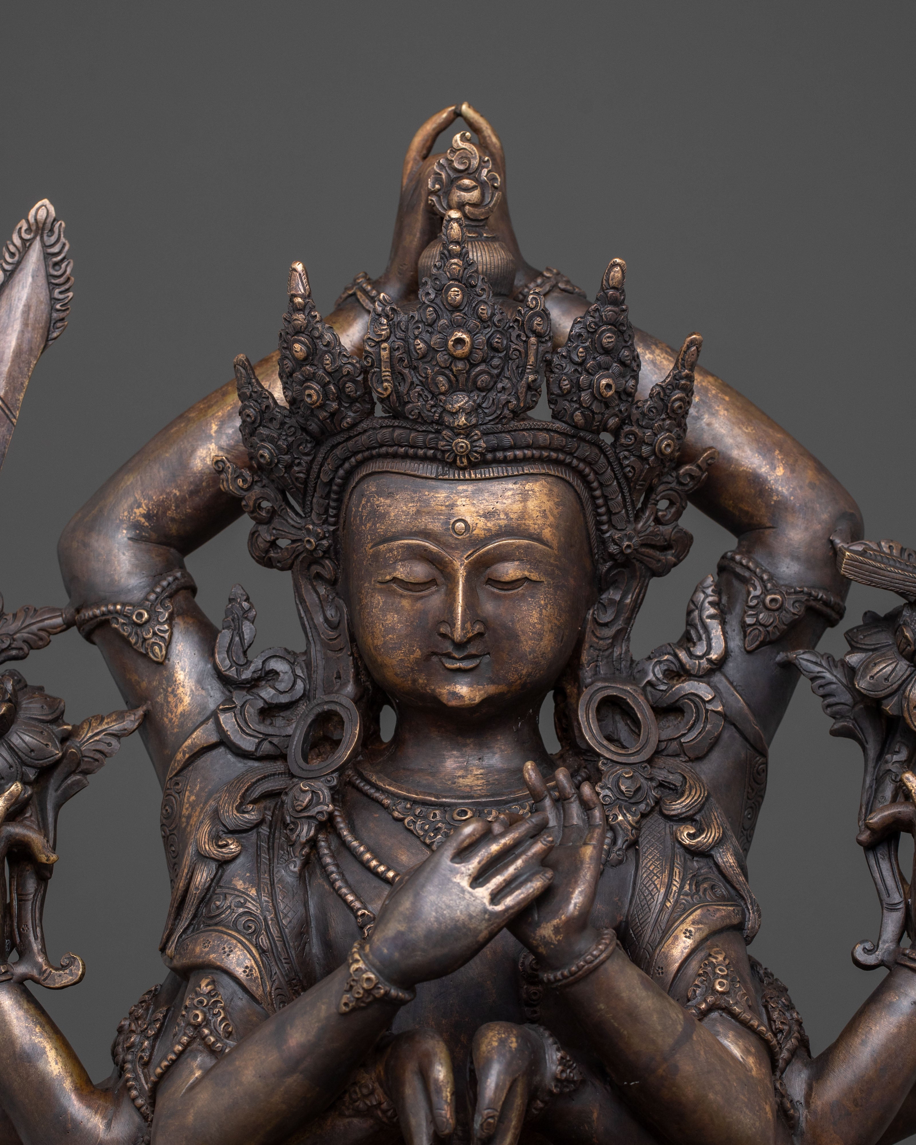 Namasangati Sacred Statue | Finish Oxidized Copper Buddhist Sculpture