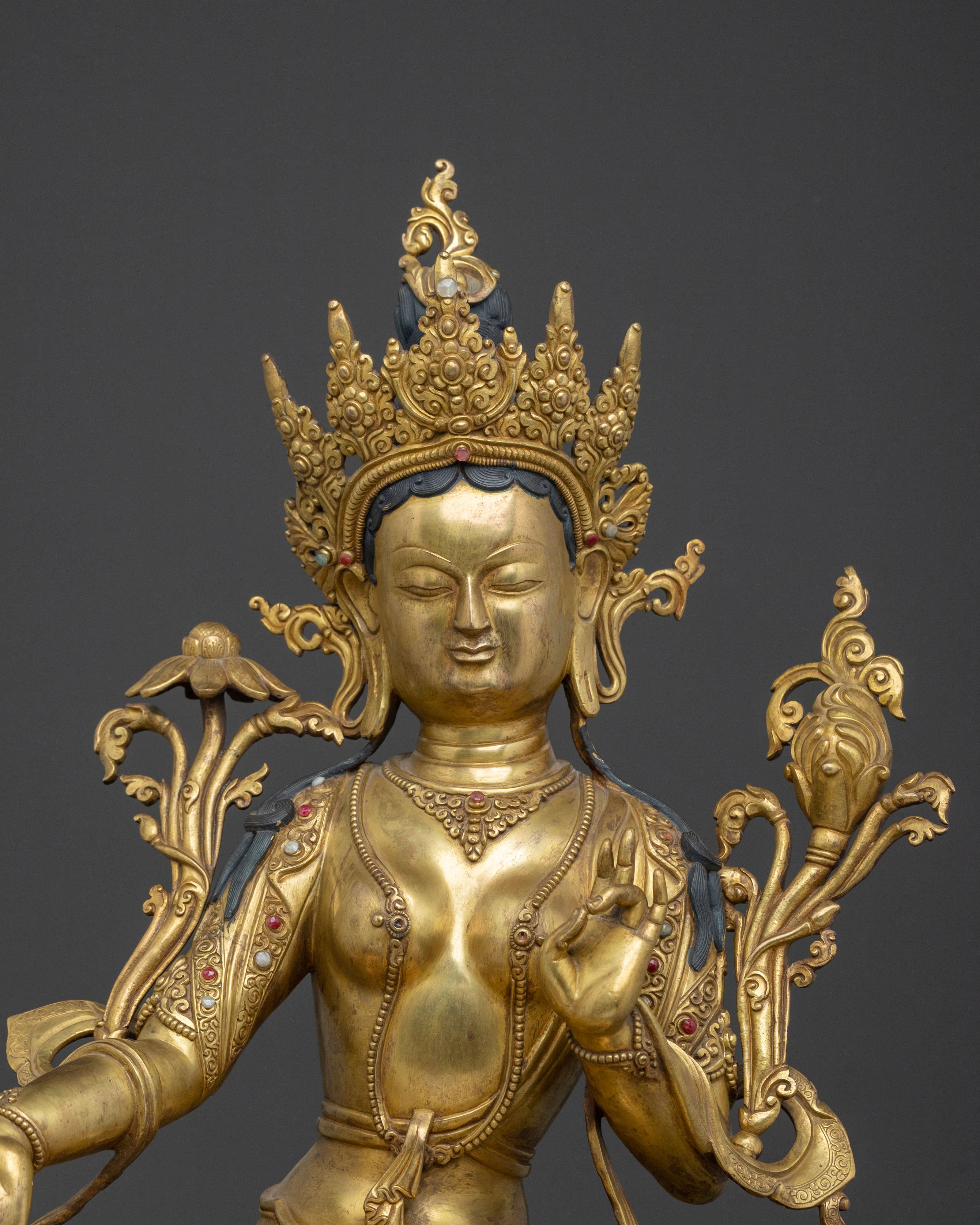Handmade Green Tara Sacred Statue | Swift Liberator and Sacred Protector