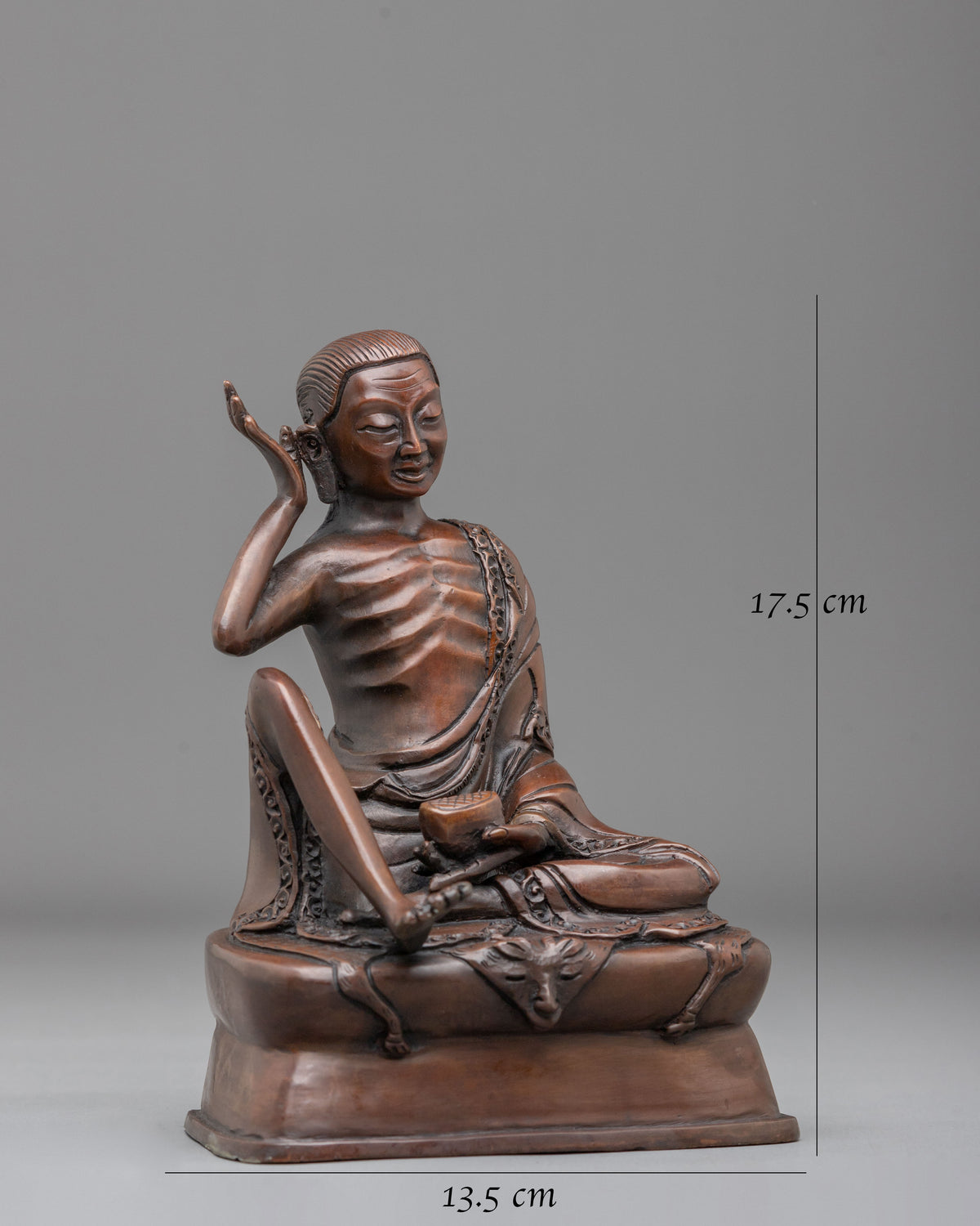 Milarepa Meditation Statue | Oxidized Copper Sculpture