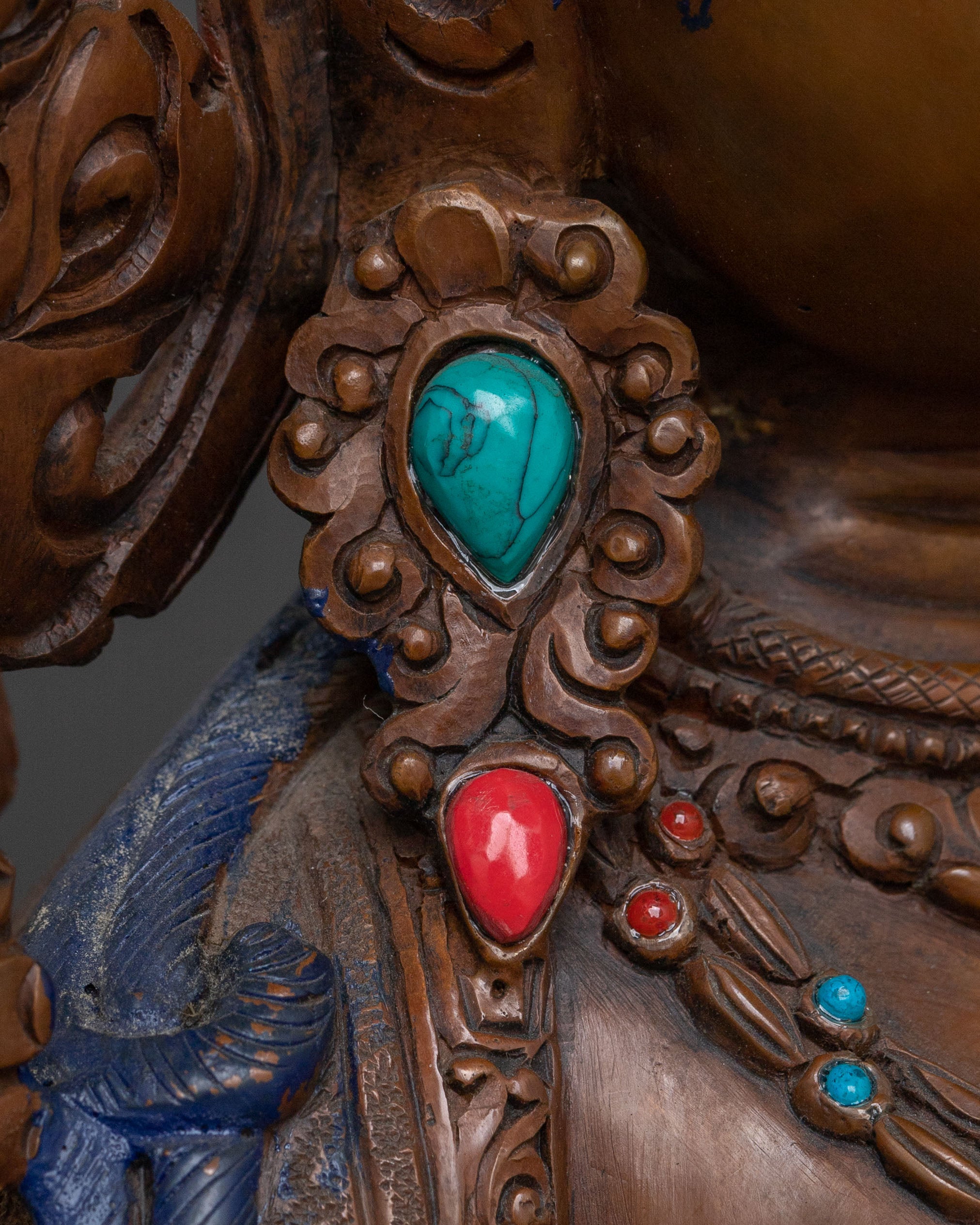 Green Tara Oxidized Copper Statue: Protector Goddess