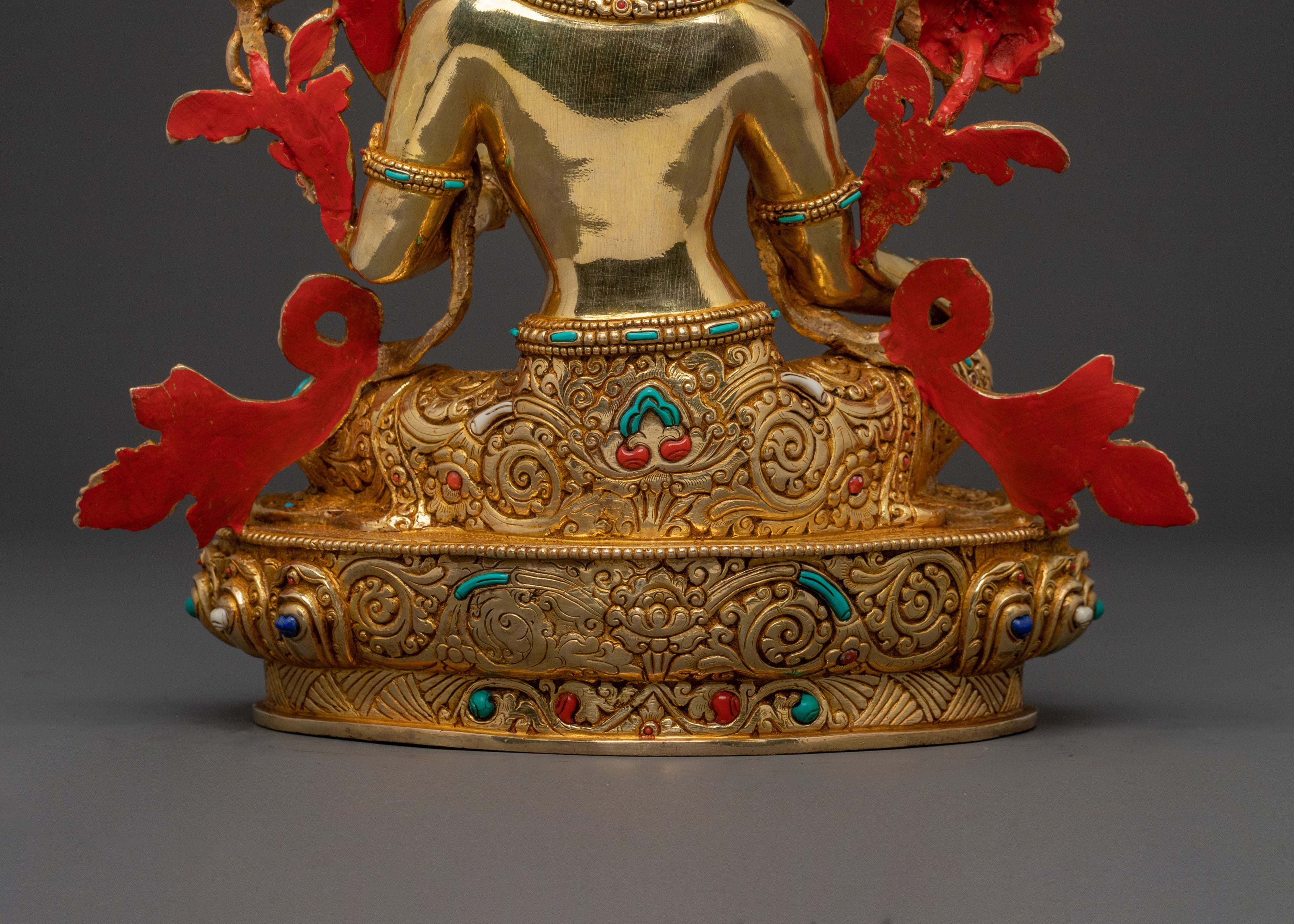 Green Tara Statue for Rituals | 24K Gold Gilded Icon