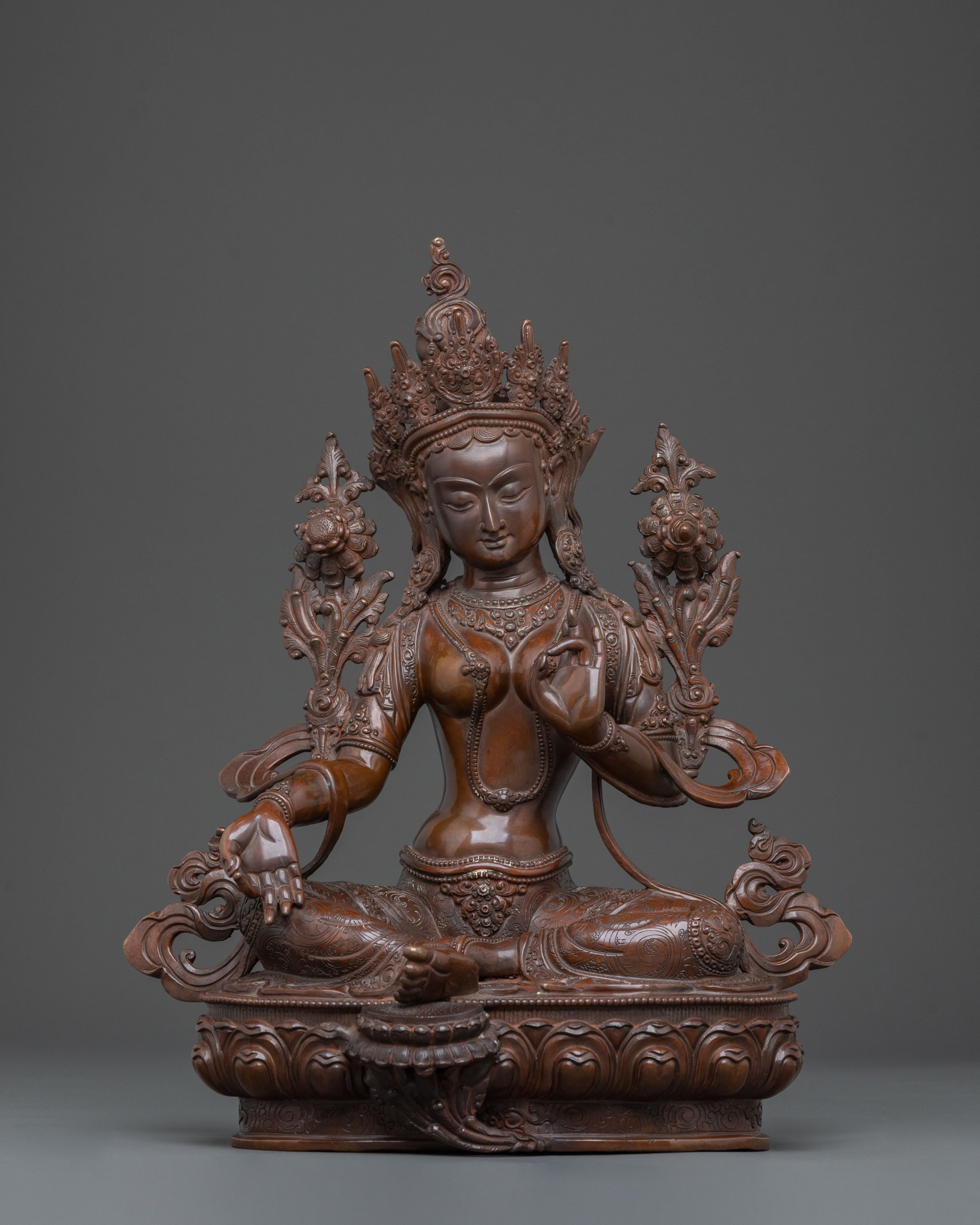 Green Tara: Oxidized Copper Meditation Statue