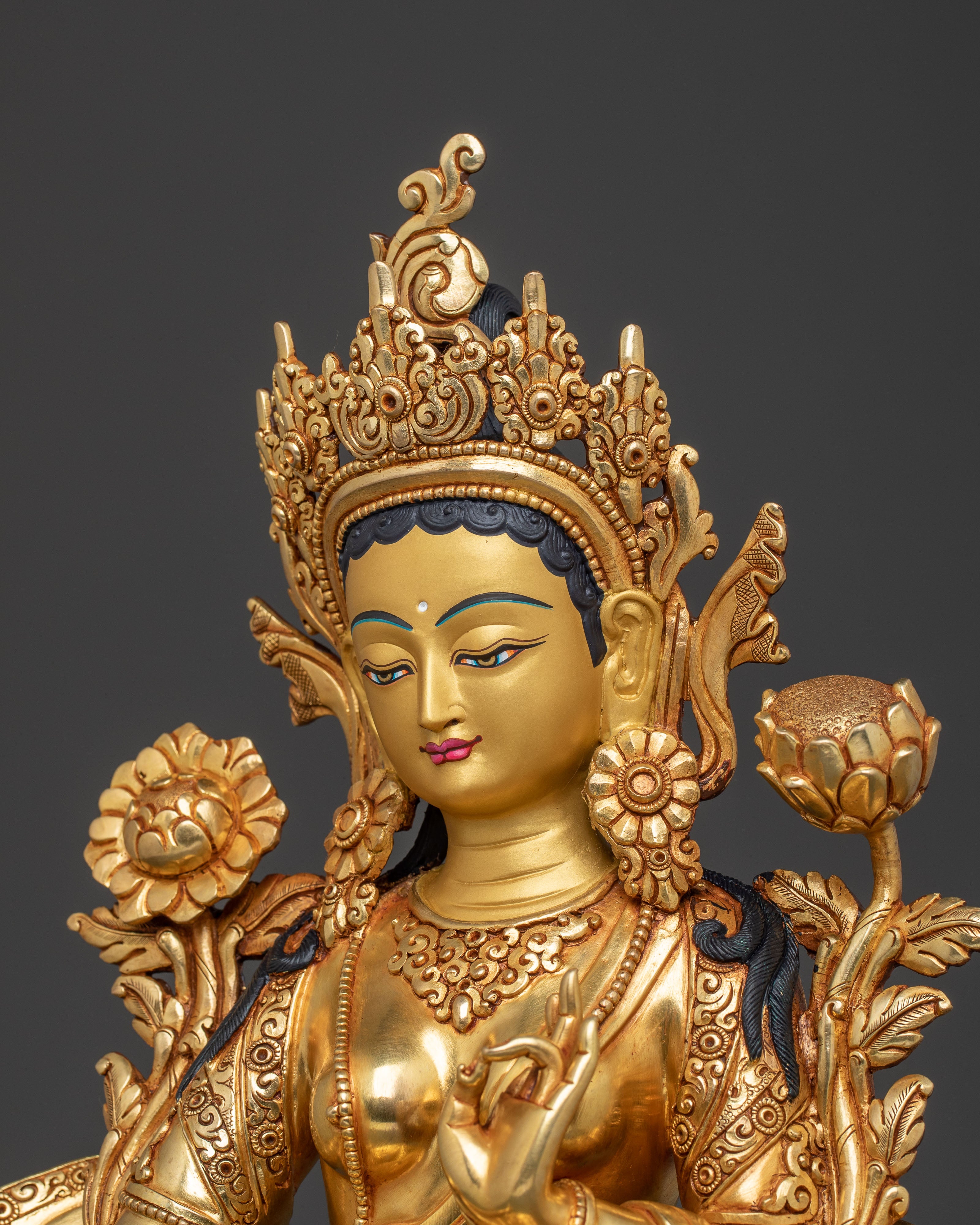Savior Goddess Green Tara Statue – Hand-Gilded Copper Statue