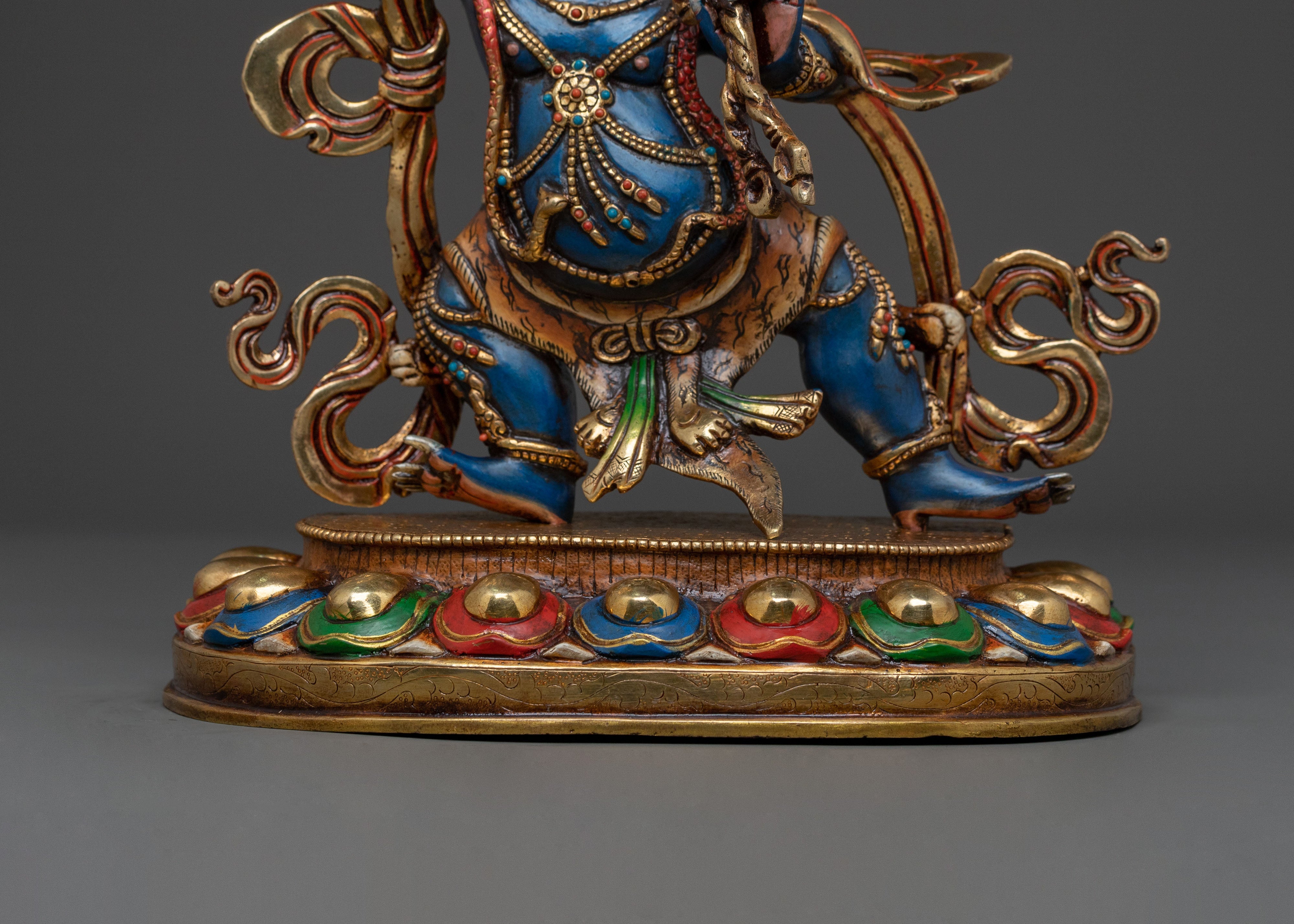 Powerful Vajrapani Spiritual Figurine with Gemstones