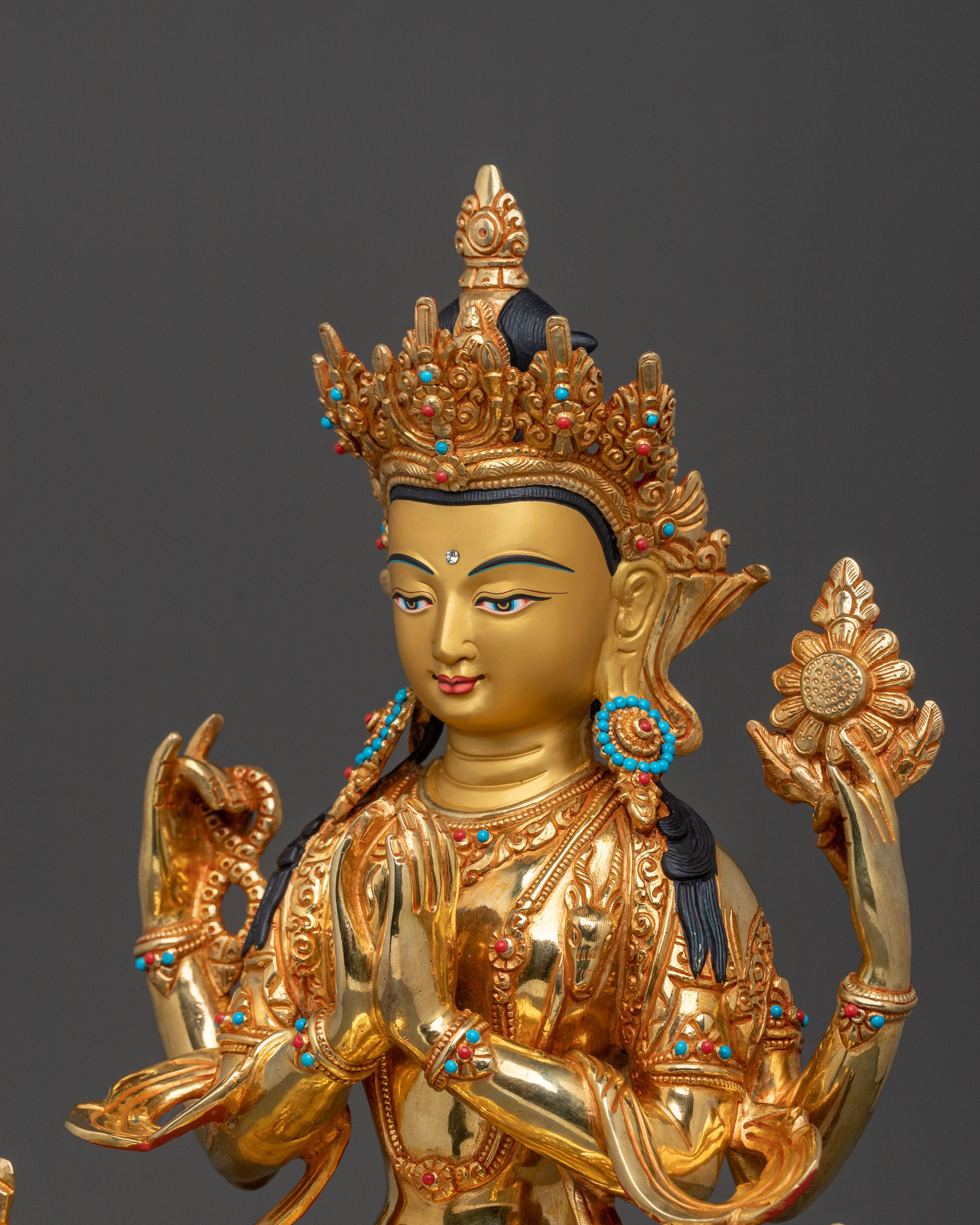 Himalayan Four Armed Chenrezig Statue | Home Decor