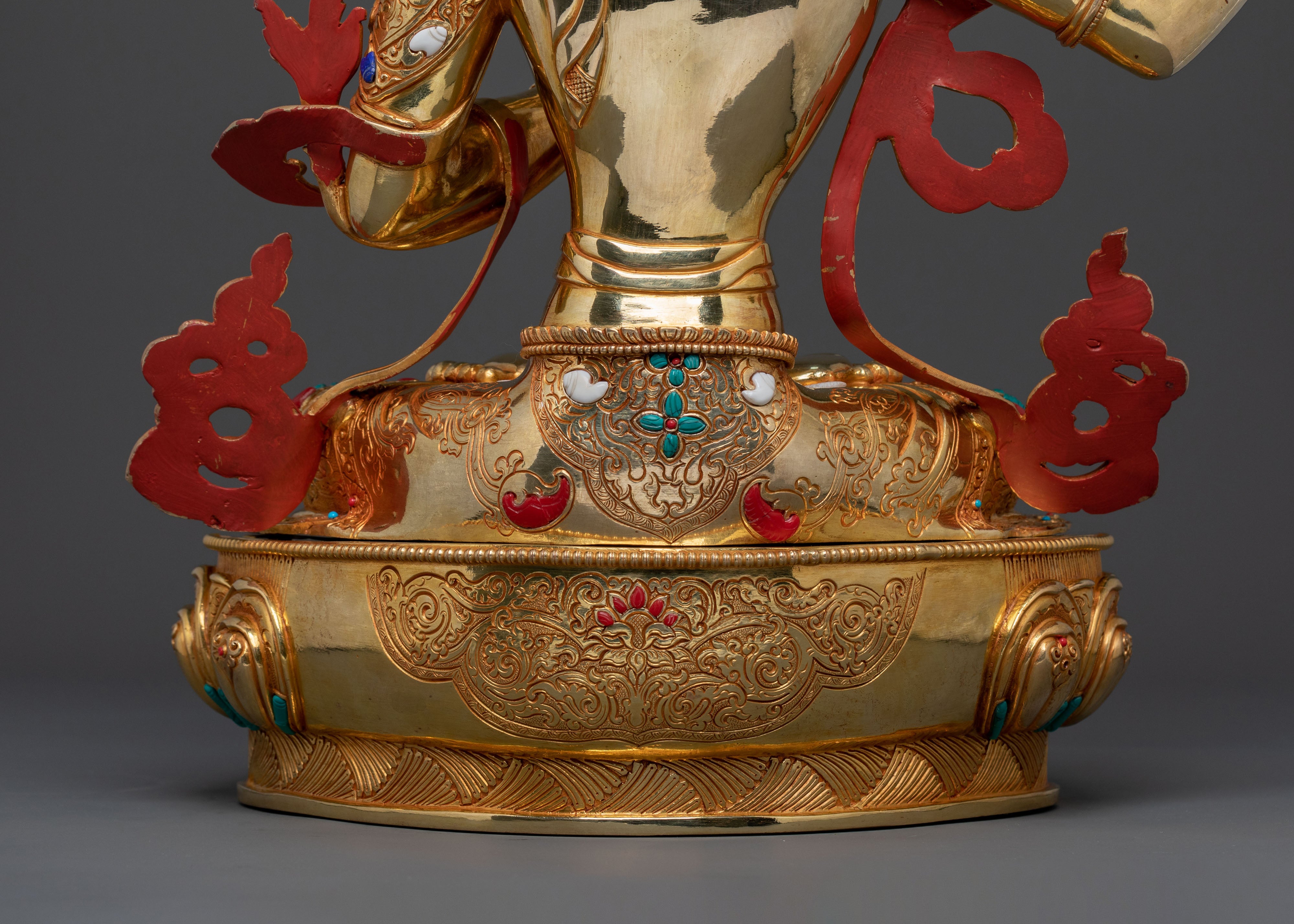 Manjushri: 24K Gold Gilded Buddhist Bodhisattva Manjushri Statue
