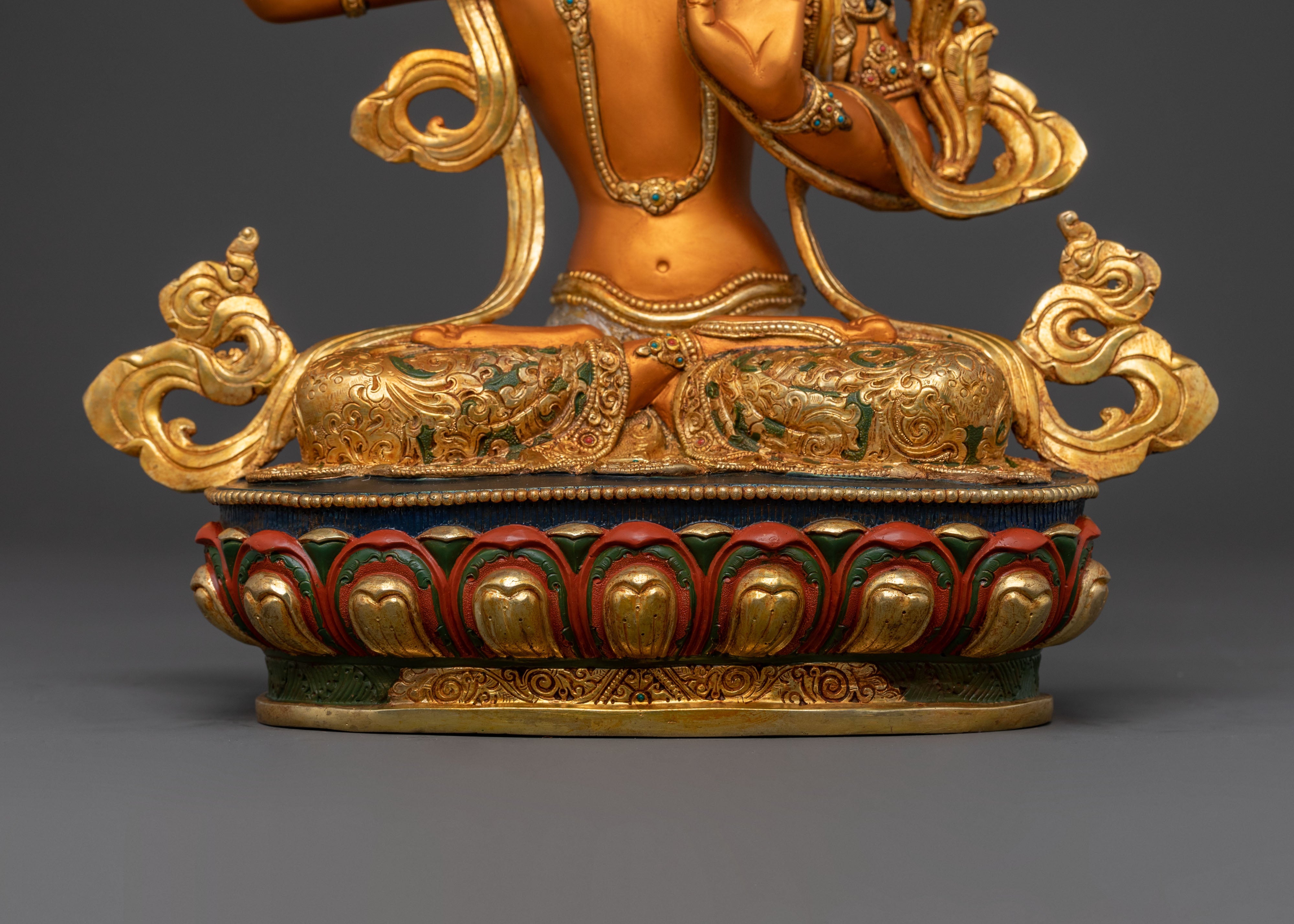 Manjushri Wisdom Statue | 24K Gold Gilded Figure