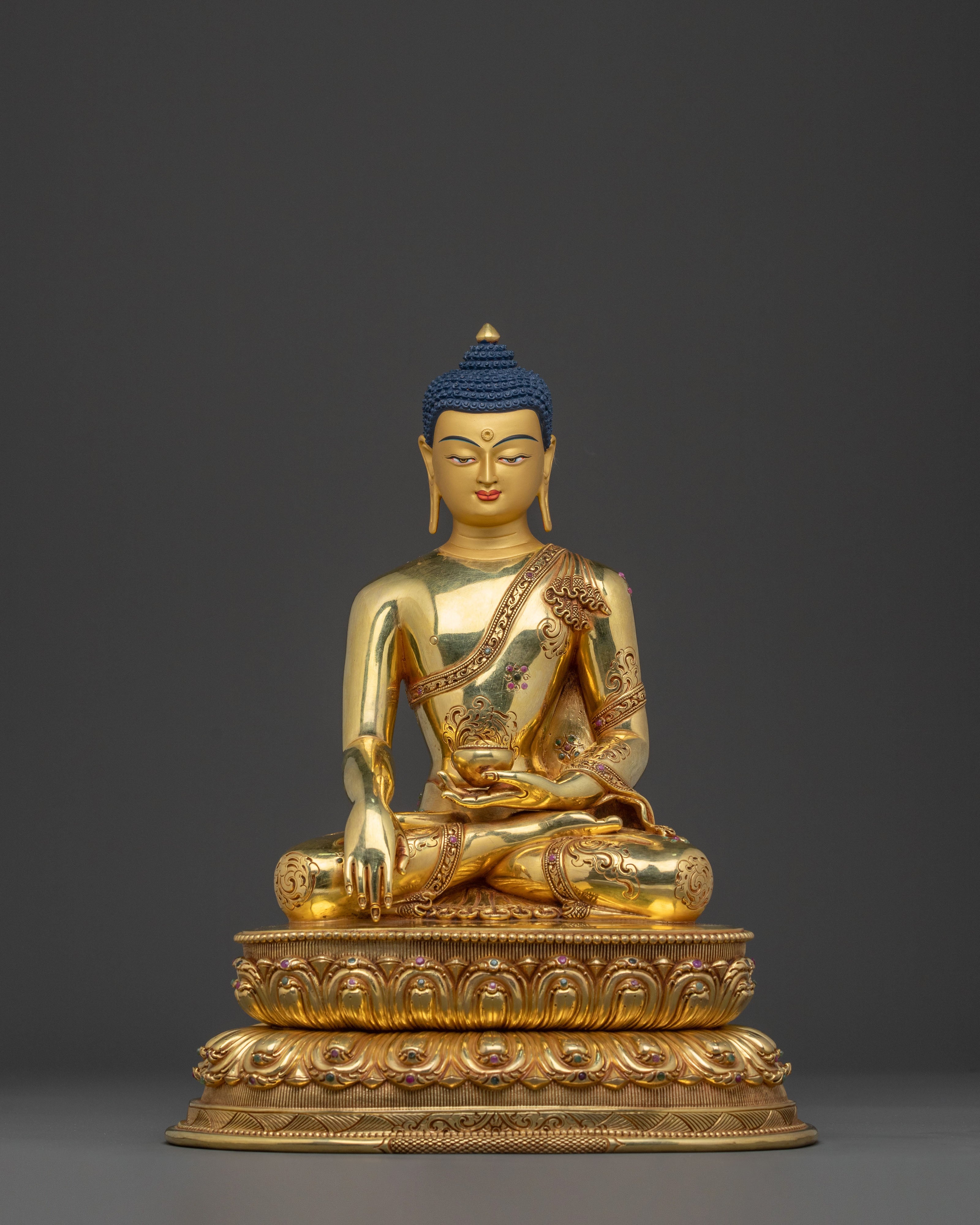 Shakyamuni Buddha: Handcrafted 24K Gold Gilded Statue