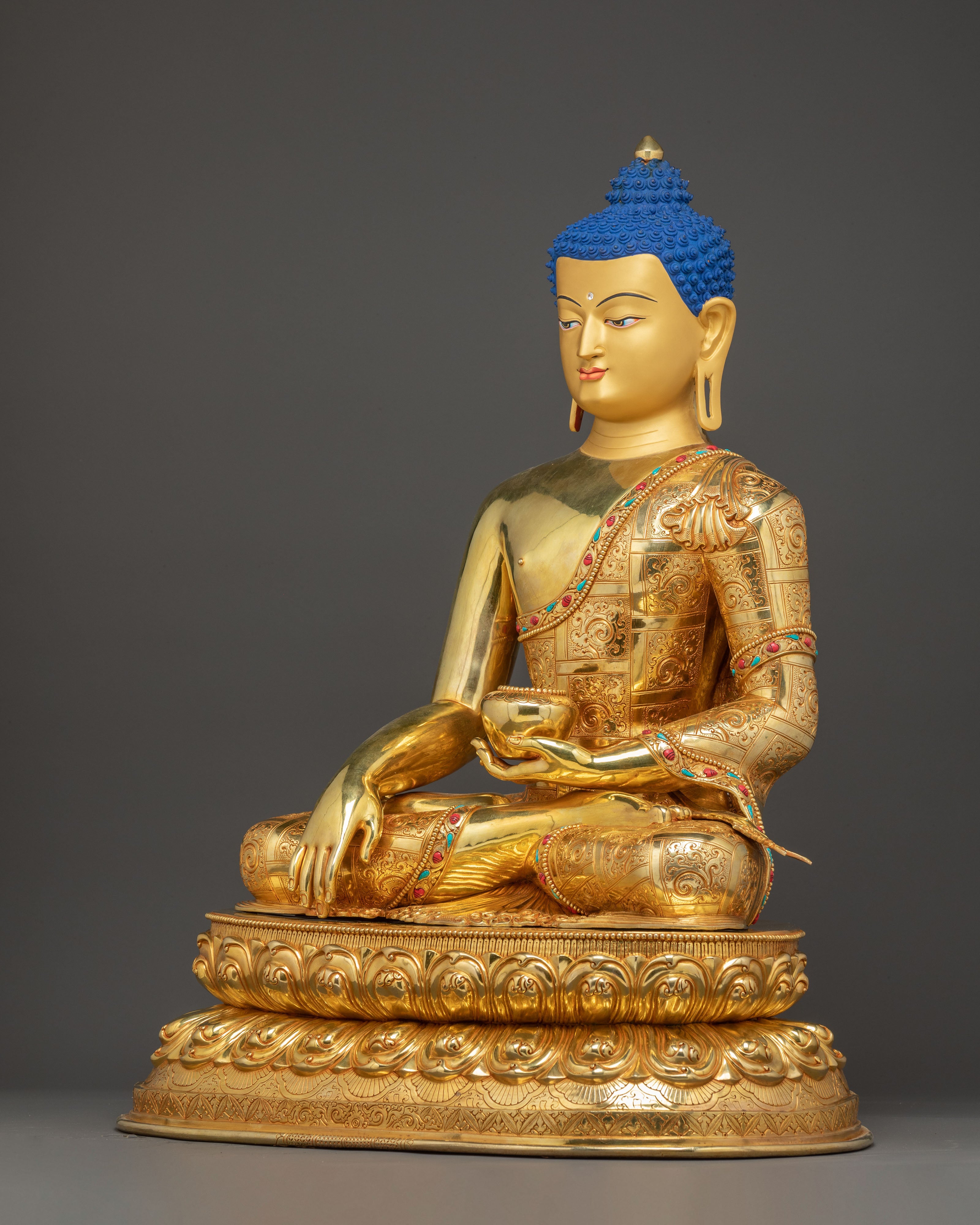 Handmade Golden Gautama Buddha Statue | Divine Dharma Teacher