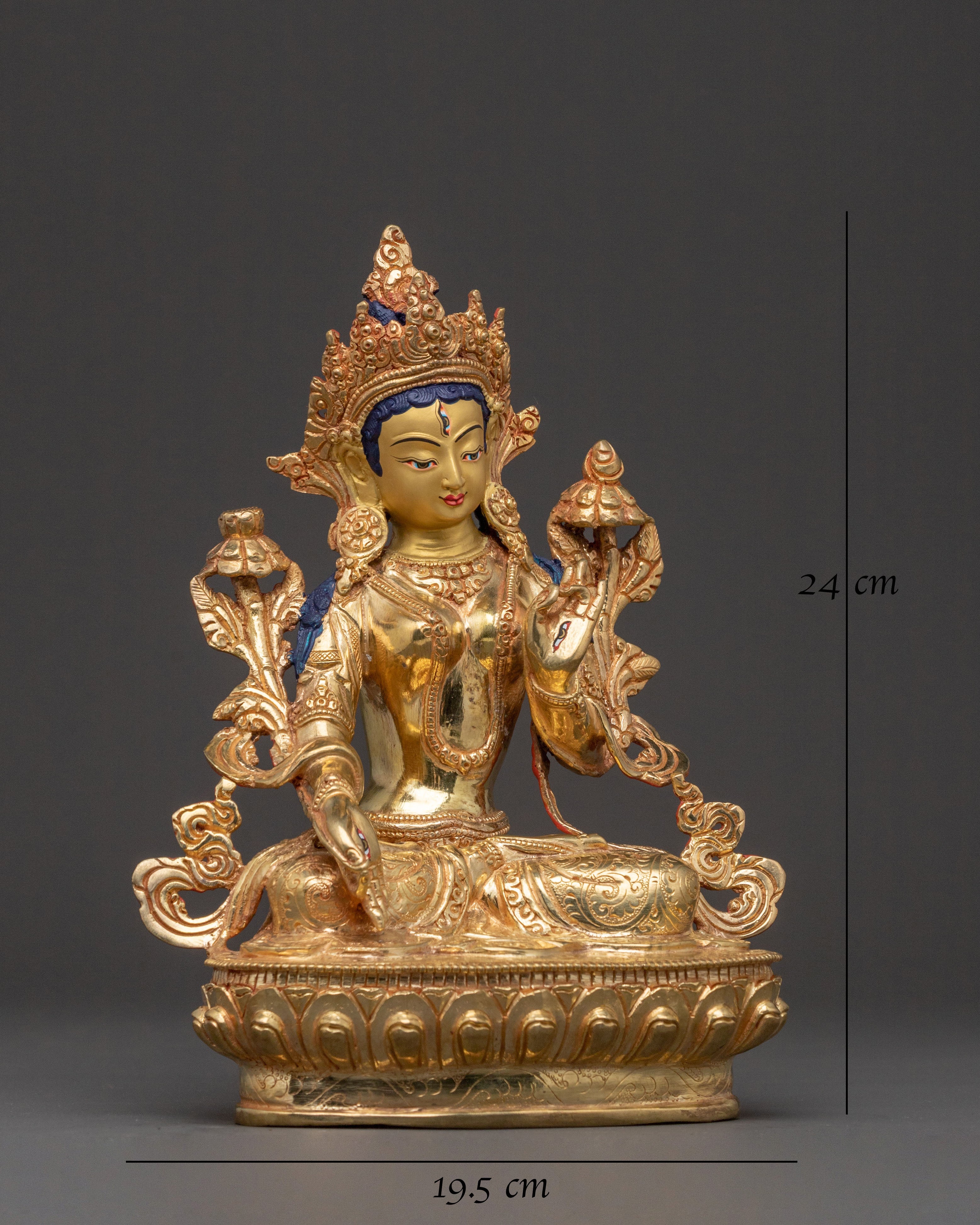 White Tara Blessed Statue | Hand-Gilded Copper Statue