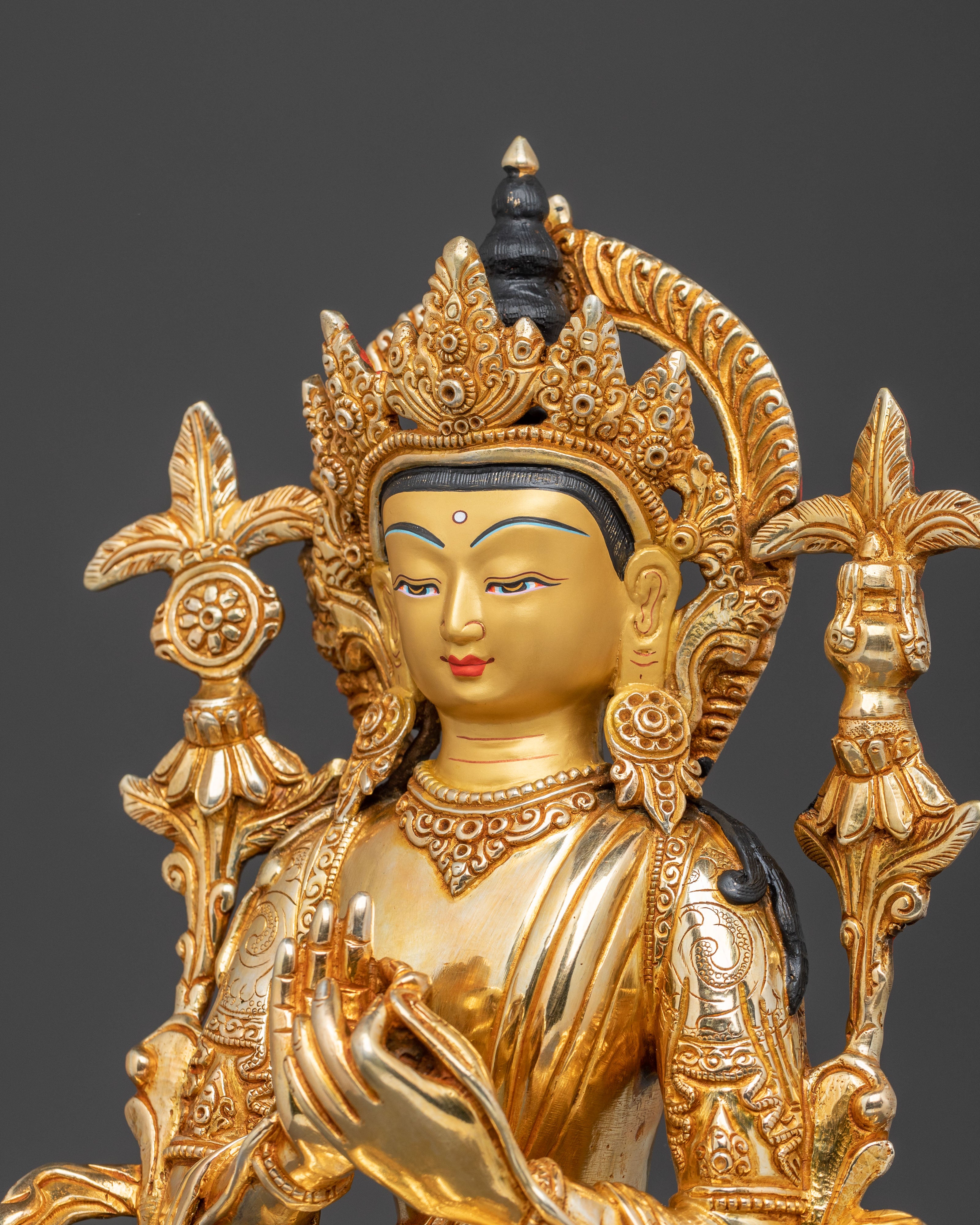 Maitreya Buddha Statue | Serene 24K Gold Gilded