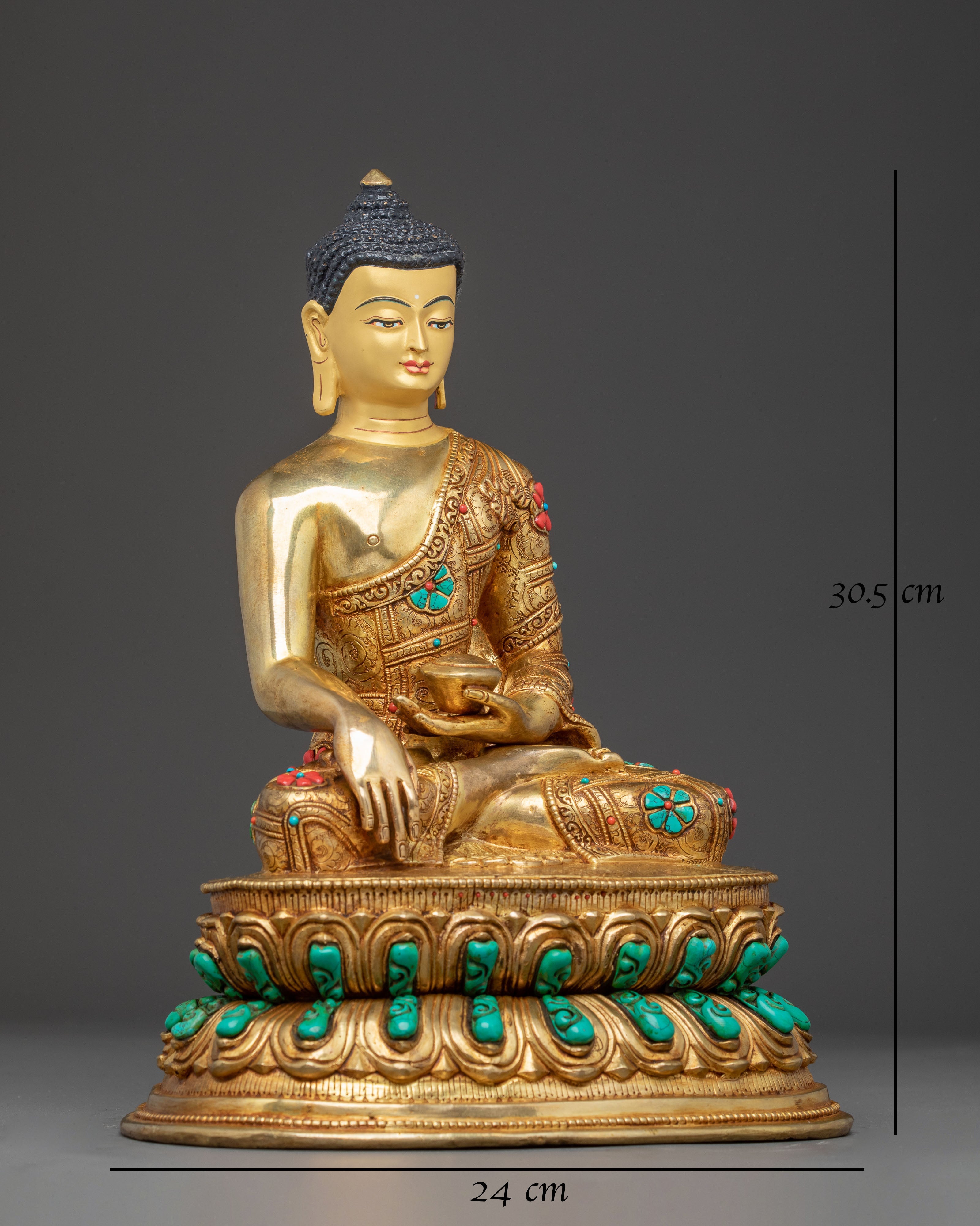 Handcrafted Radiant Sculpture of Buddha Shakyamuni | Himalayan Copper Art