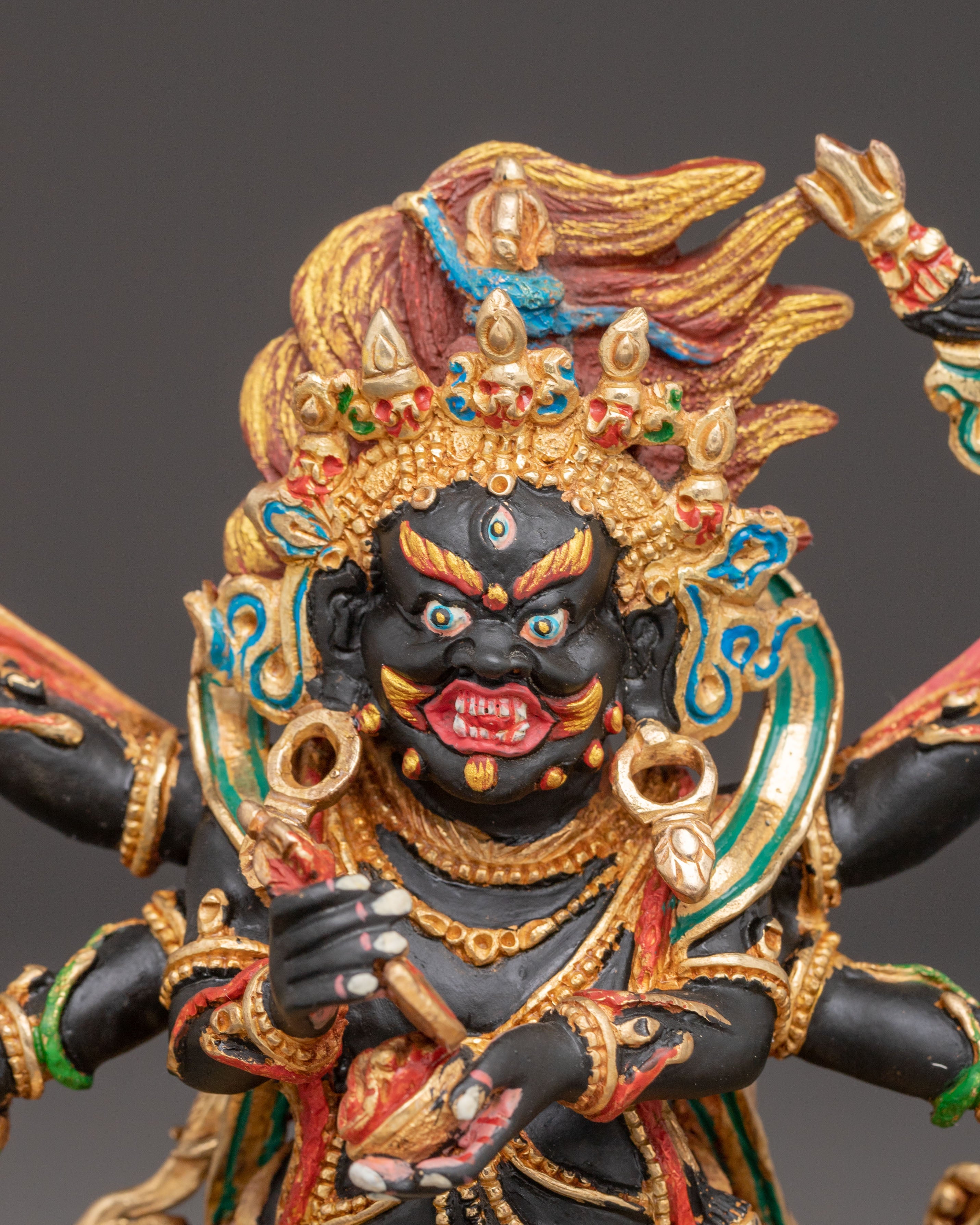 Copper Sculpture of Six-Armed Mahakala | Protector Deity of Buddhism