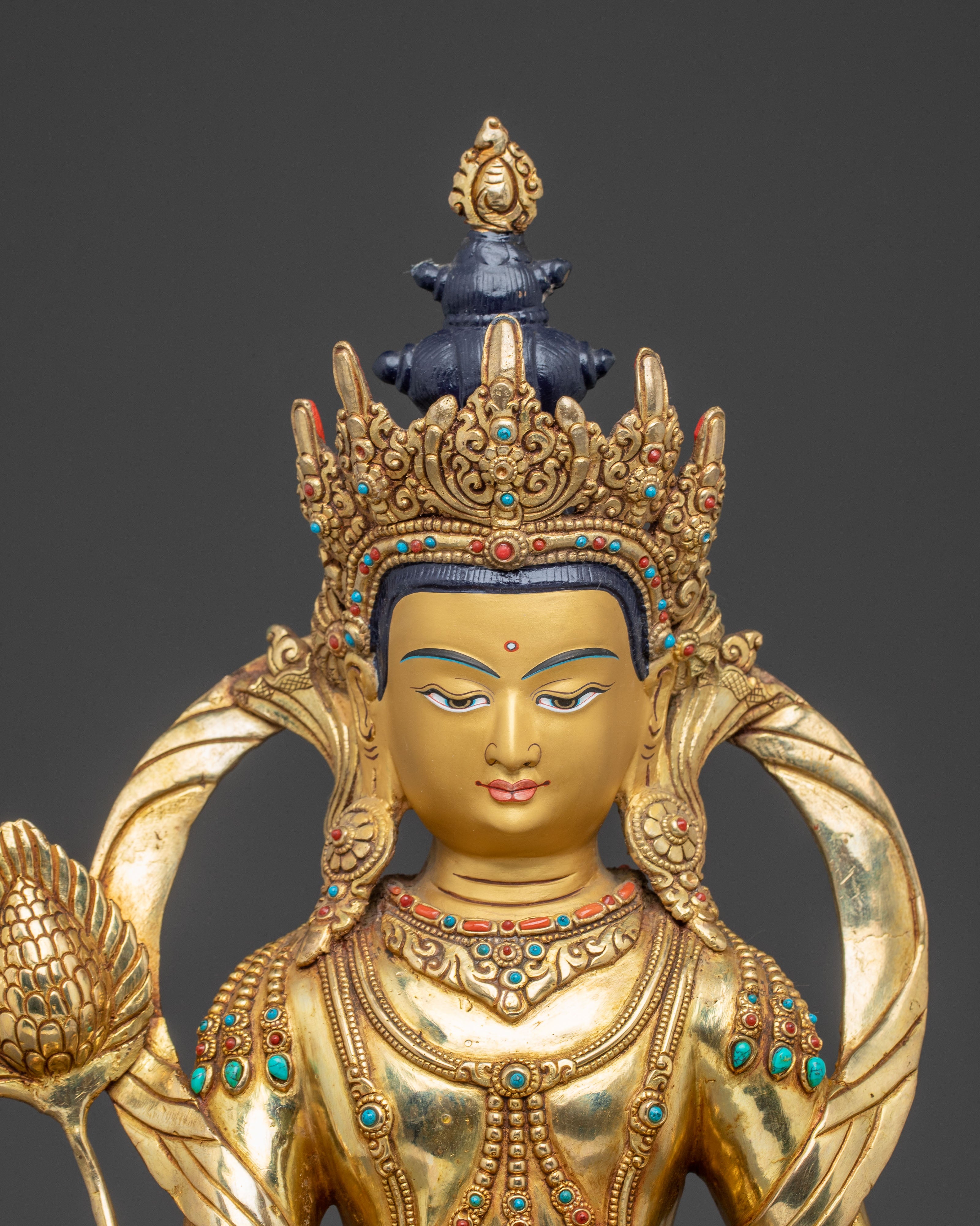 Handmade Kshitigarbha Golden Statue | Guardian of the Underworld
