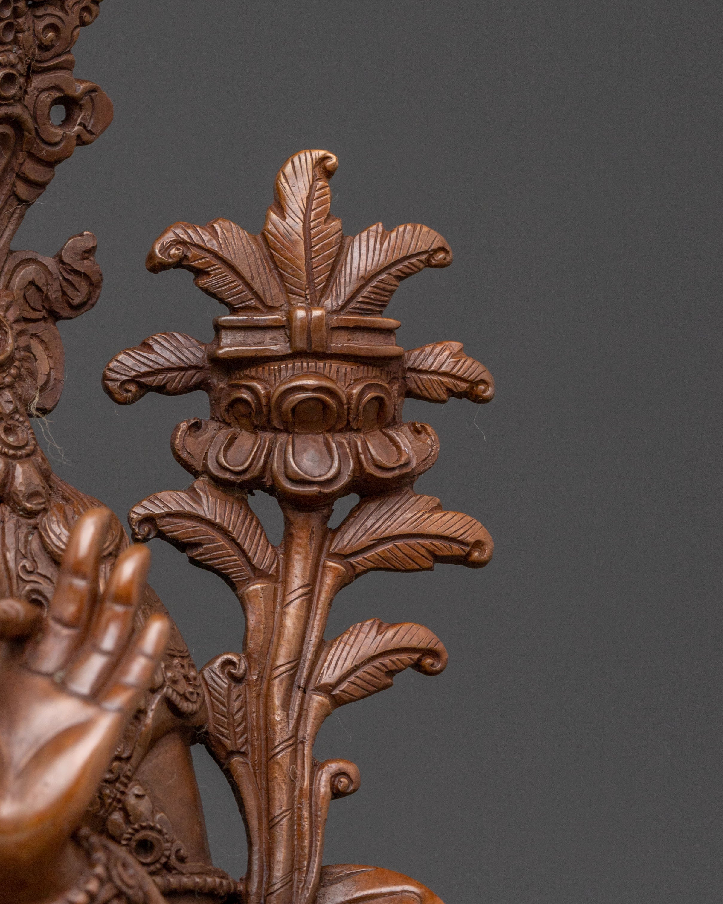 Manjushri Bodhisattva Statue for Altar - Oxidized Copper Finish