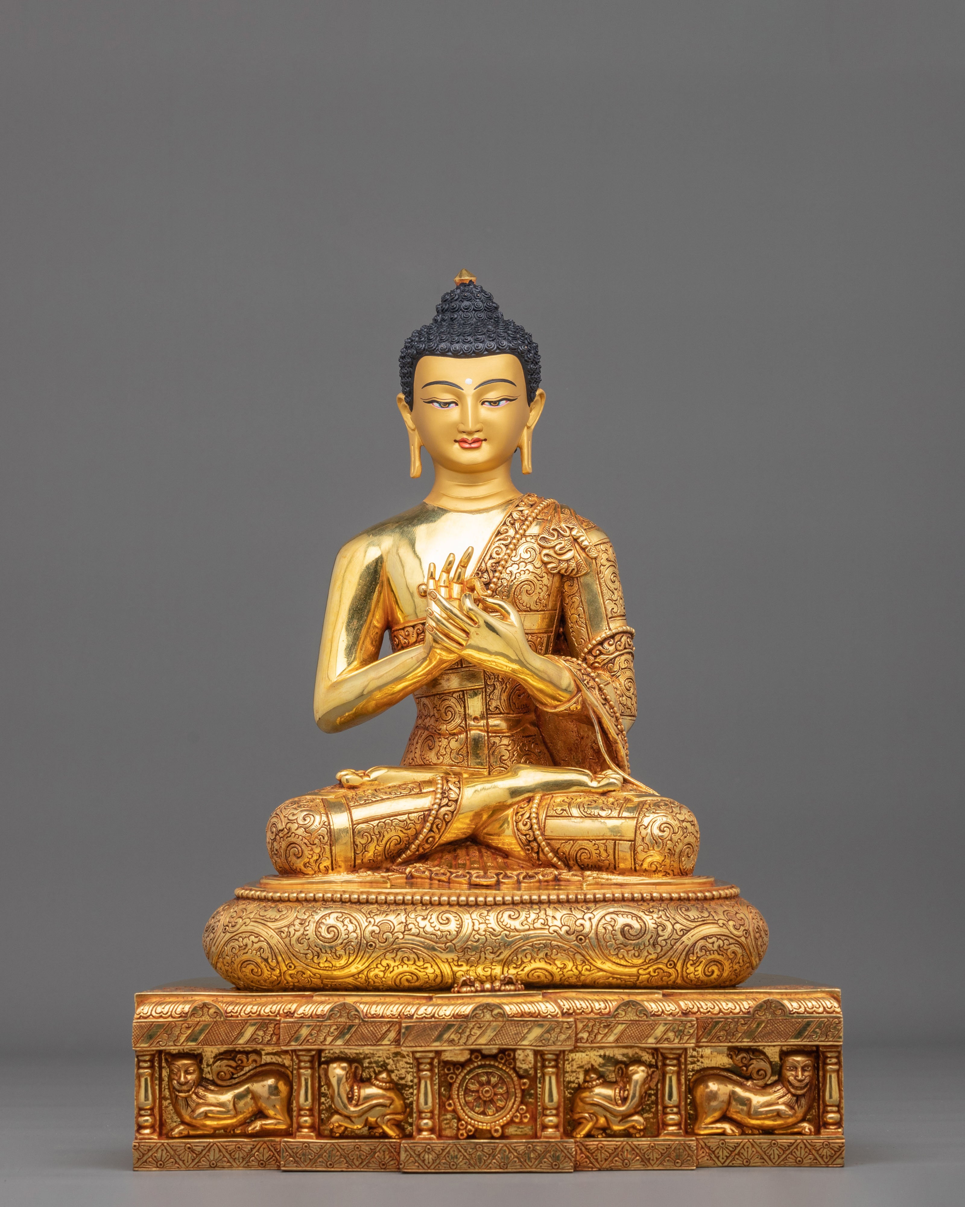 Vairocana Copper Statue with 24K Gold Gilding | Home Decor