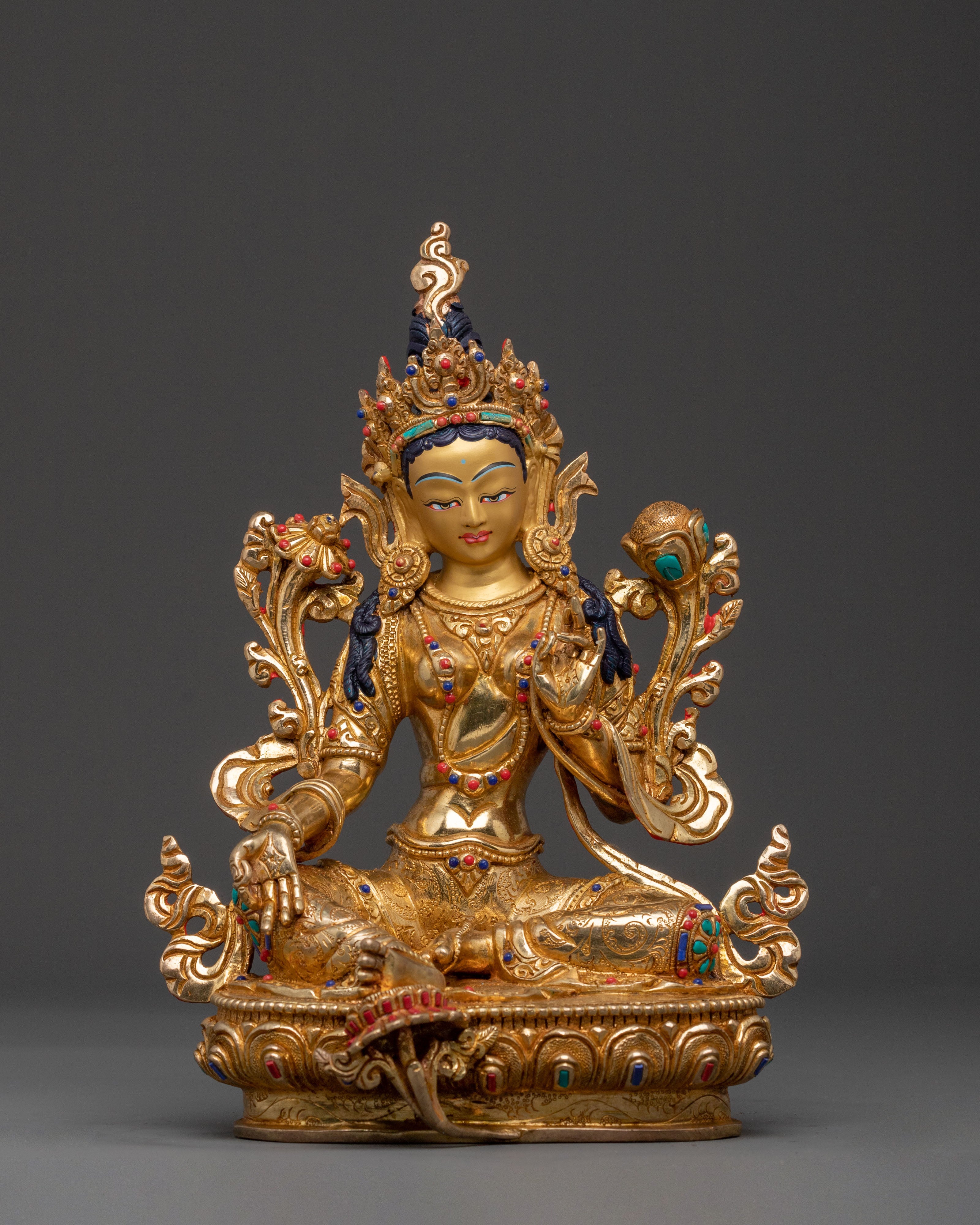  Green Tara Golden Statue 
