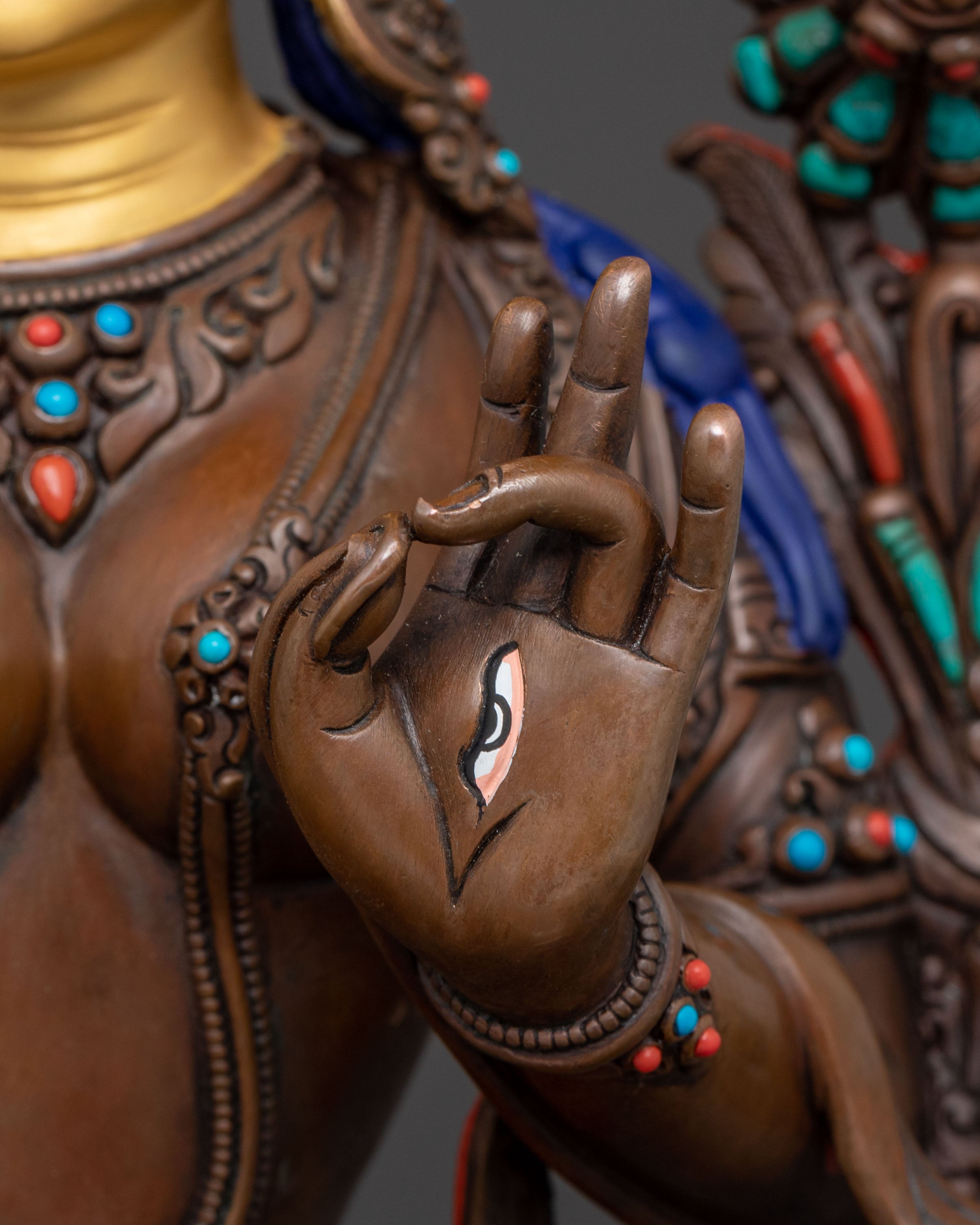 Spiritual White Tara Statue – Oxidized Copper Body