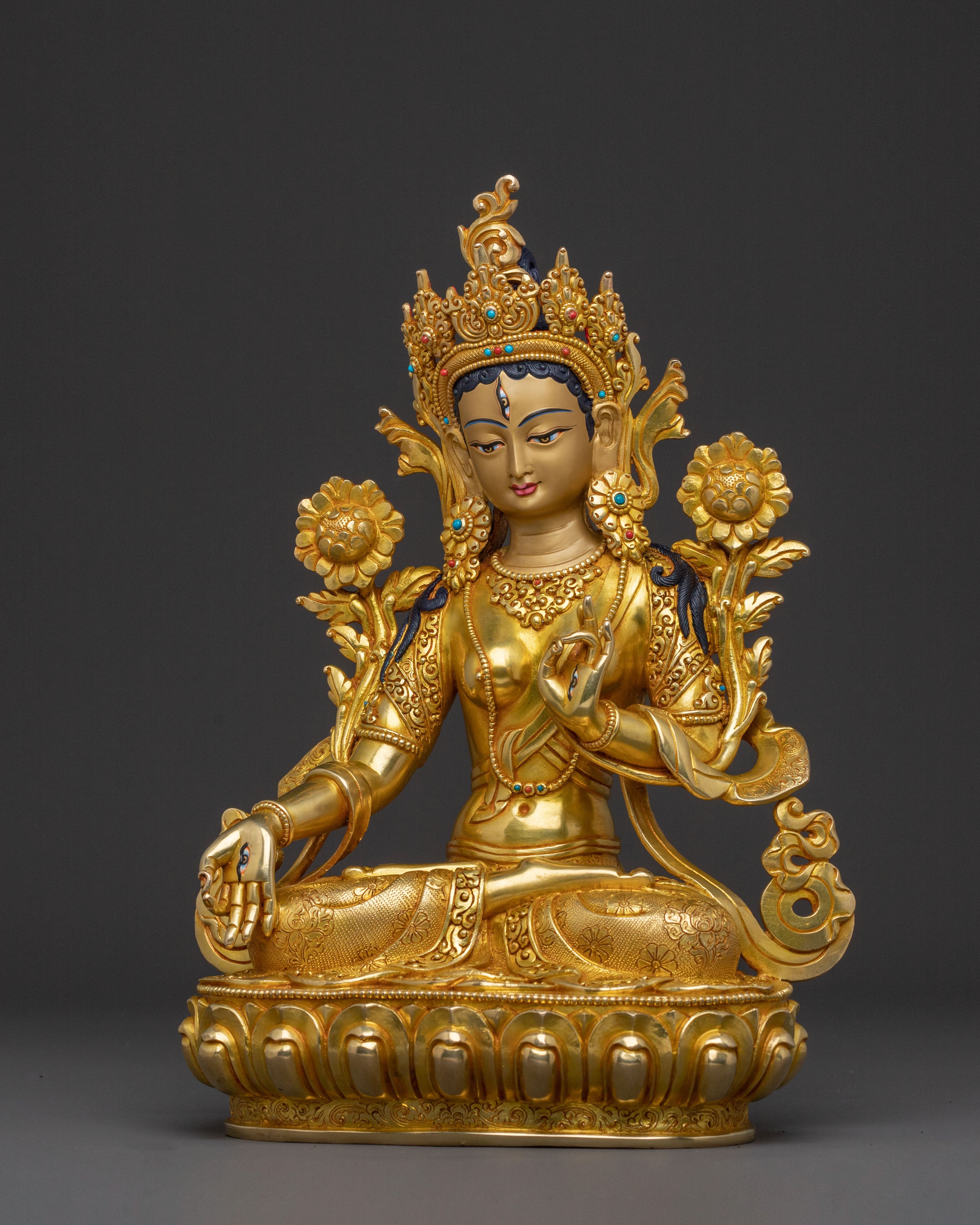 White Tara: Serene Gilded Copper Statue