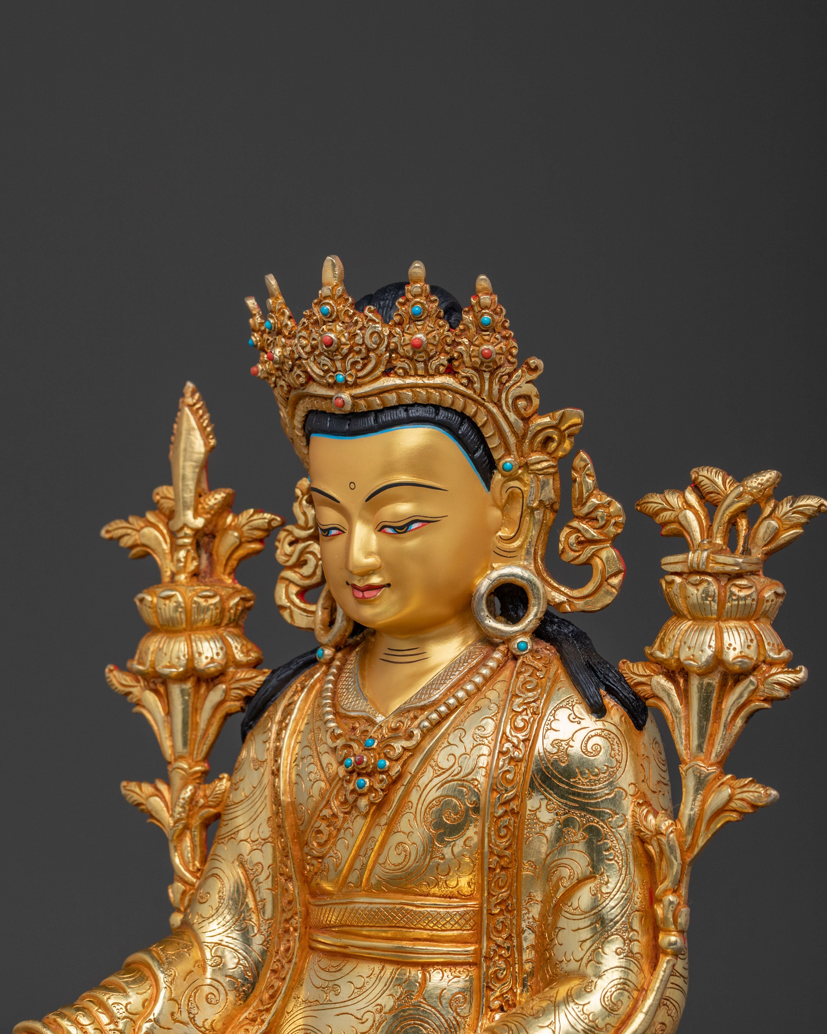 Trisong Detsen Statue | 24K Gold Gilded Dharma Protector