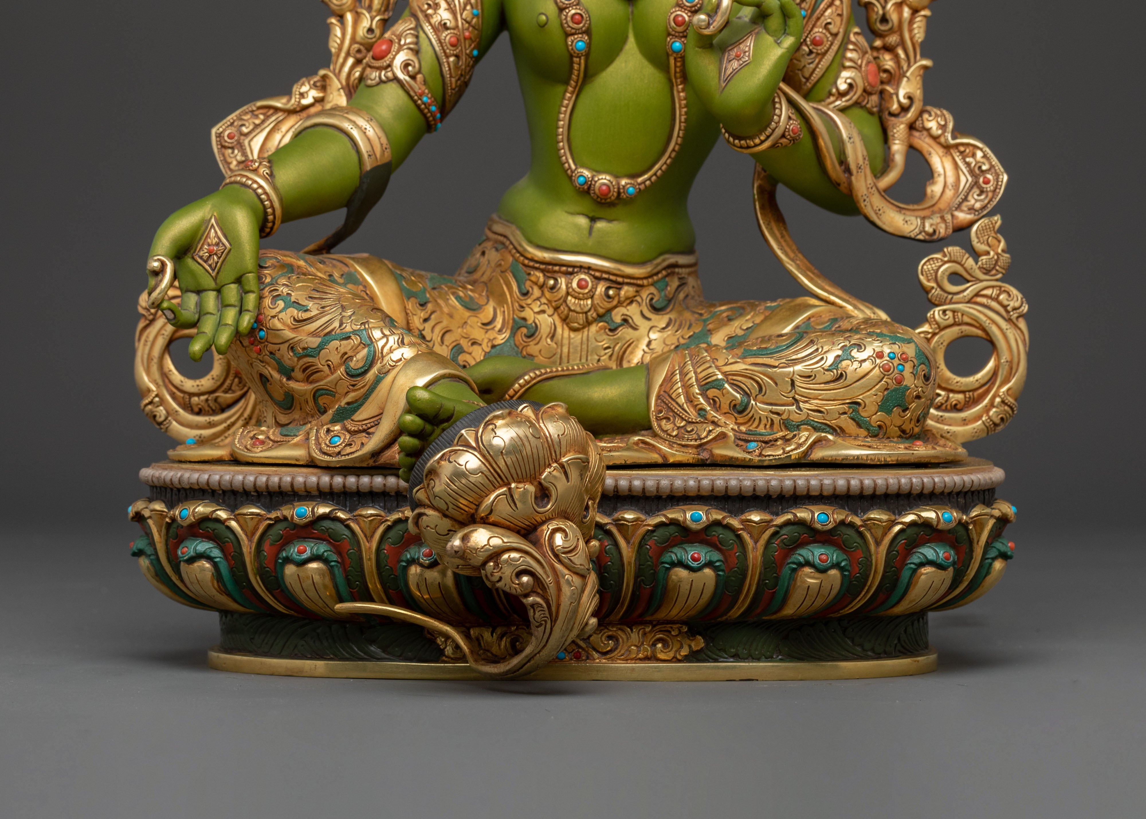 Buddhist Green Tara Compassion Statue | Meditation Altar Decor