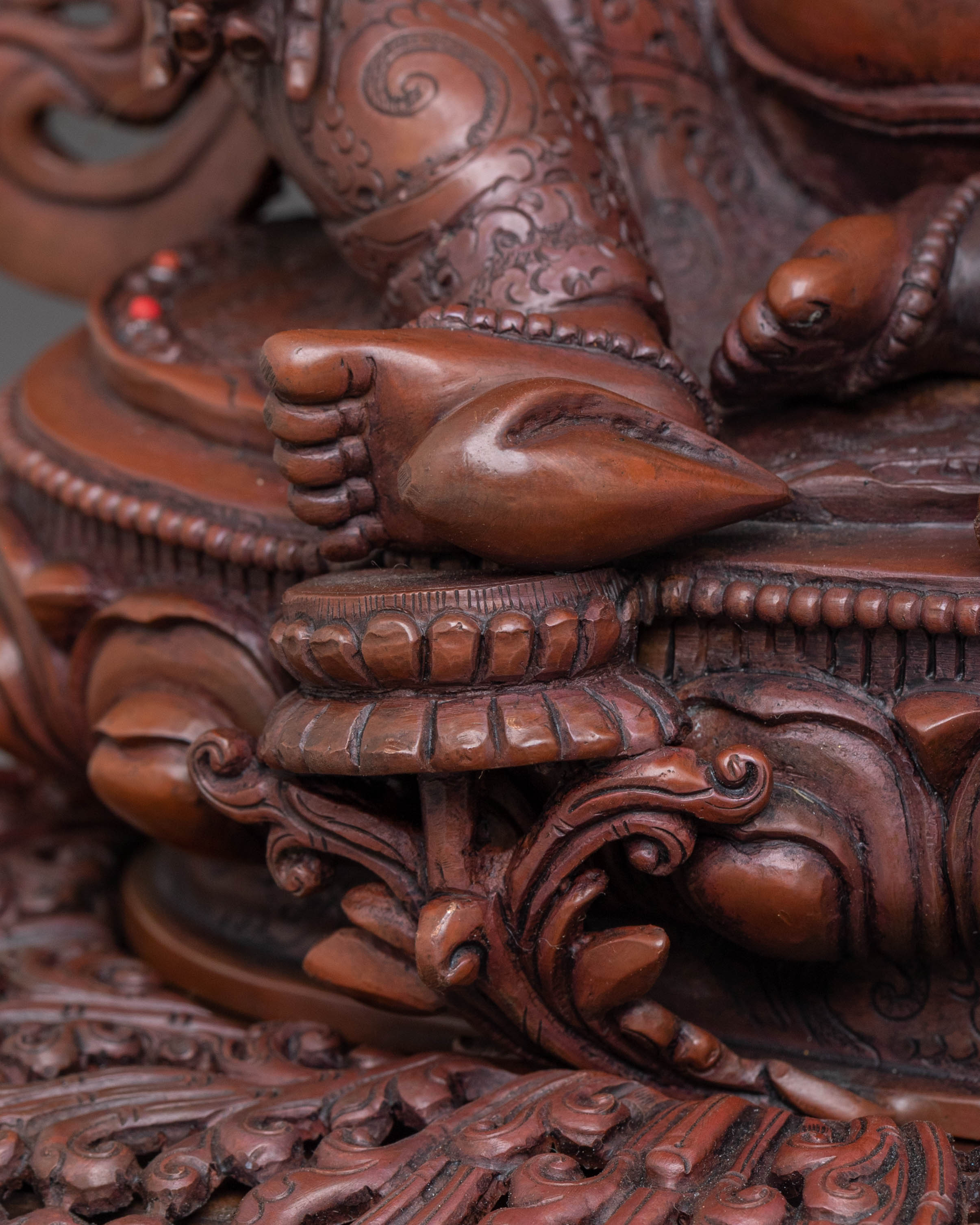 Oxidized Copper Dzambhala Statue with Throne