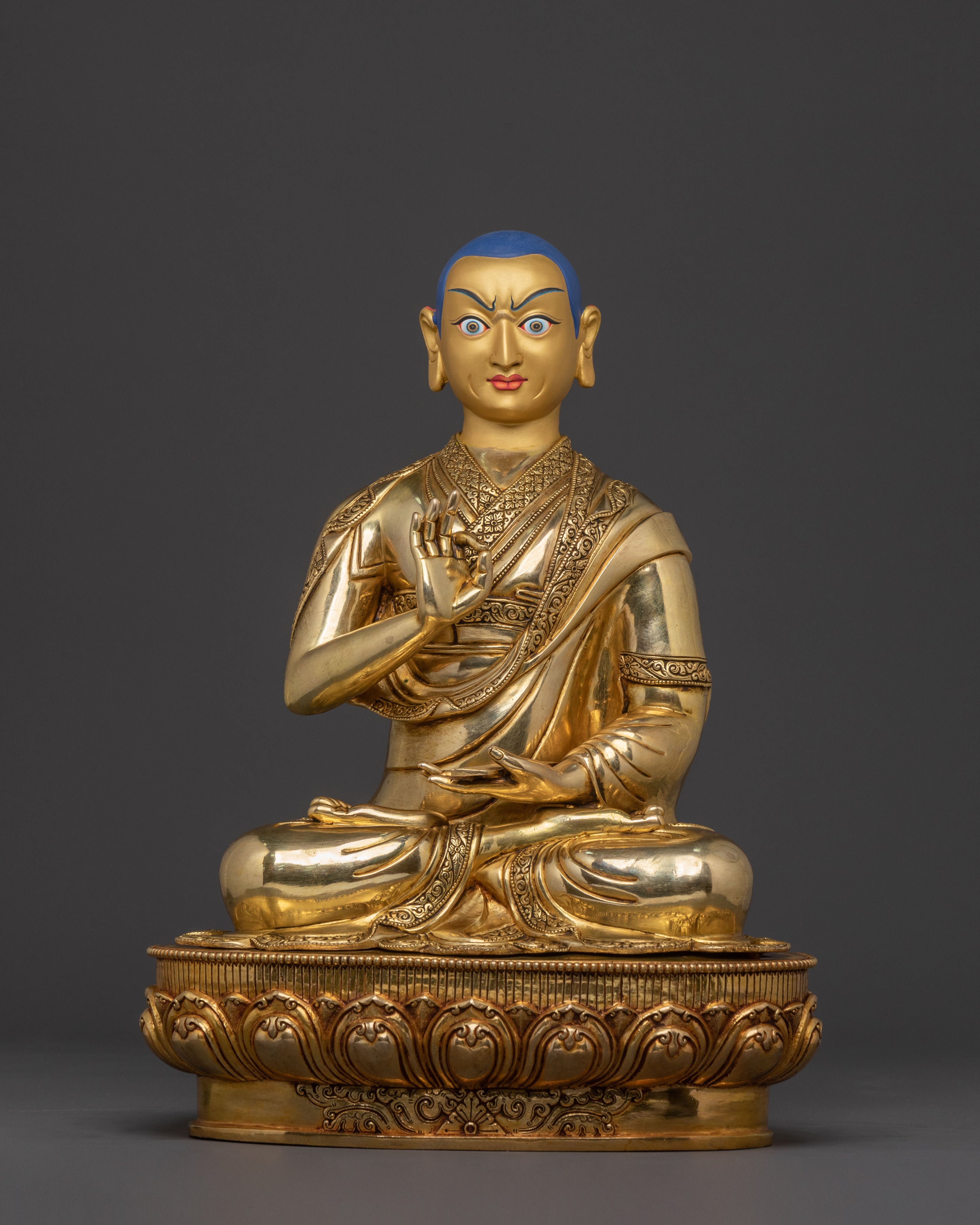 Tsongkhapa Traditional Statue with Disciples – Gilded Copper Masterpiece
