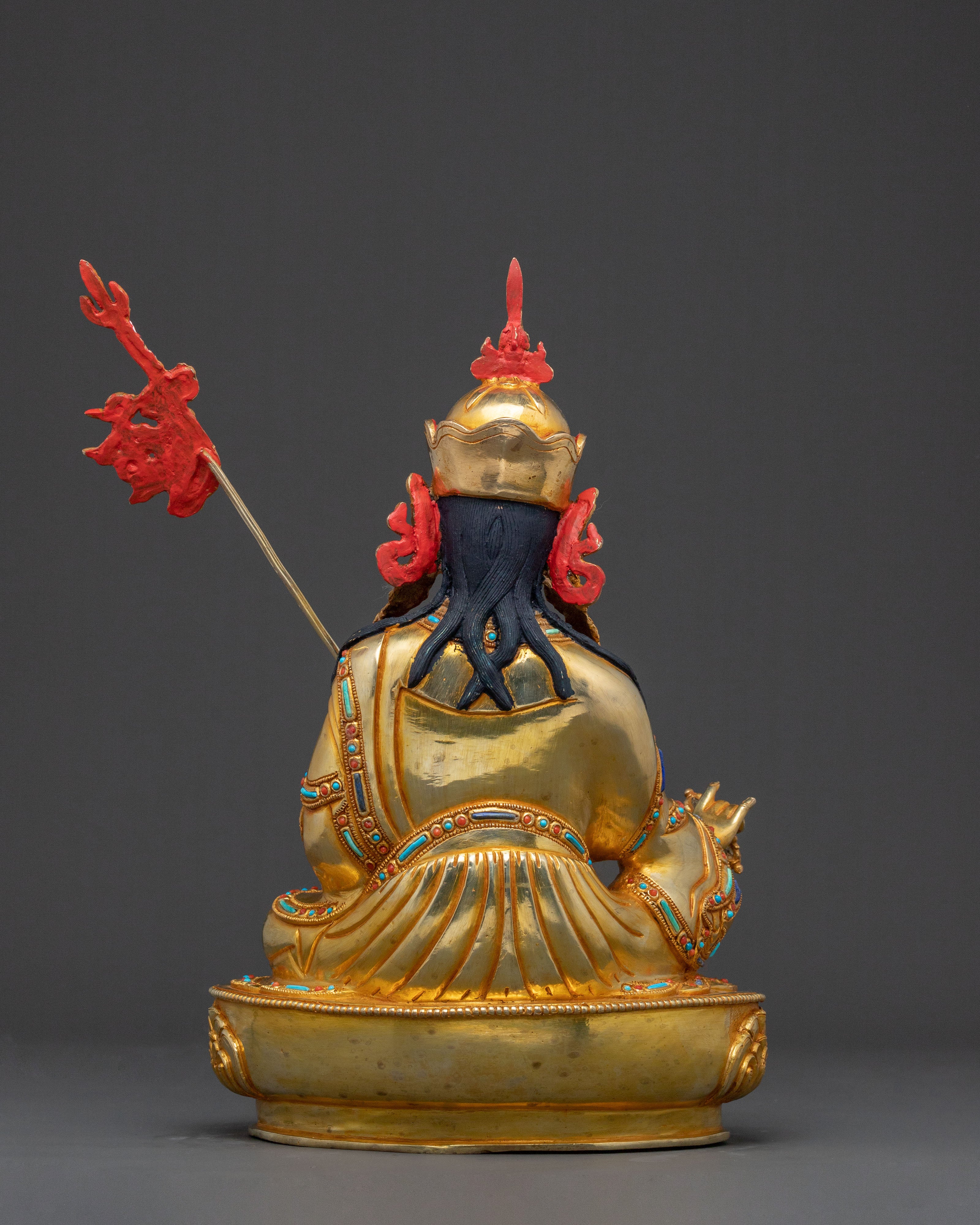 Sacred Guru Rinpoche Statue of Wisdom, Gilded Copper
