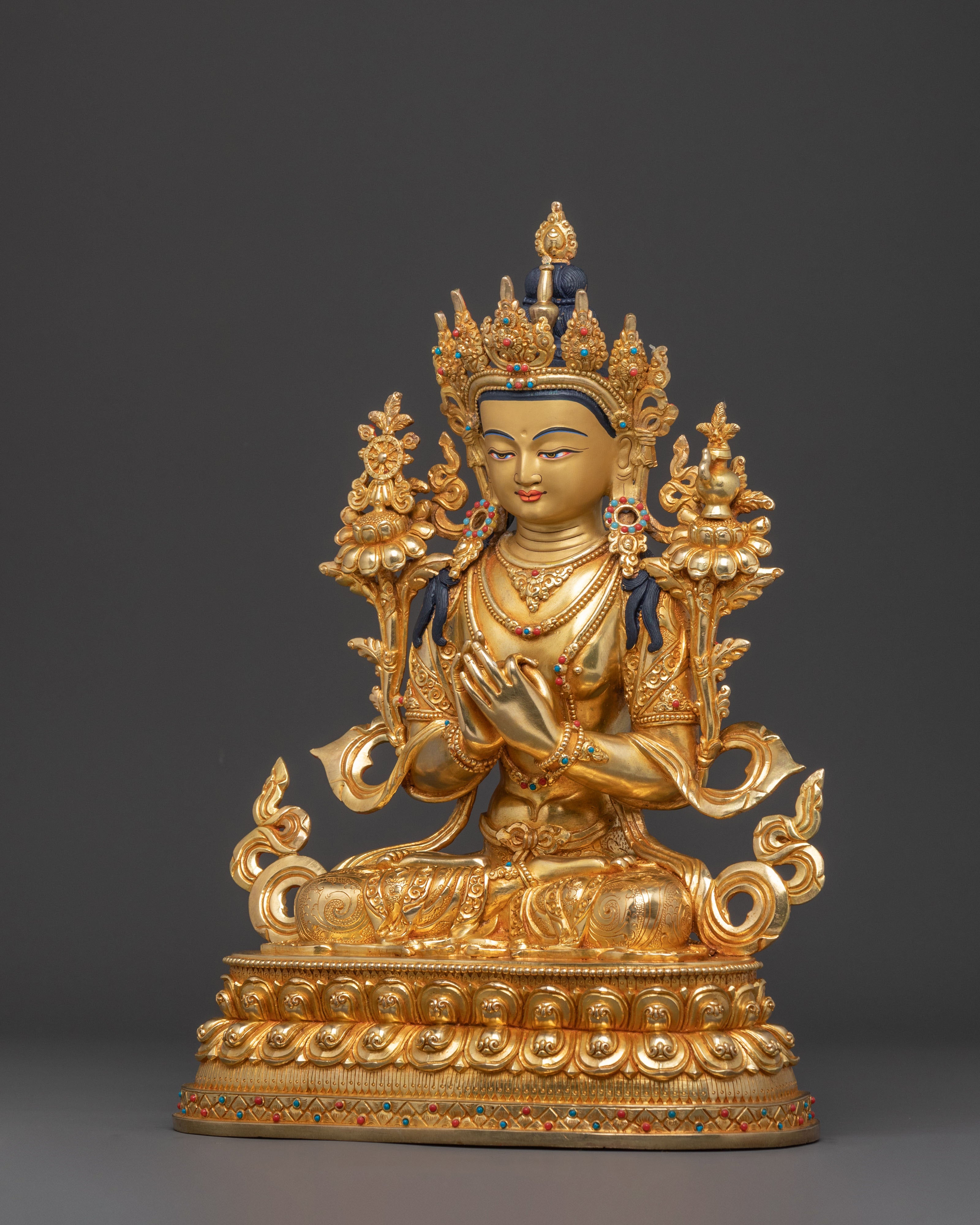 Maitreya Buddha Spiritual Statue | 24K Gold Gilded Figure