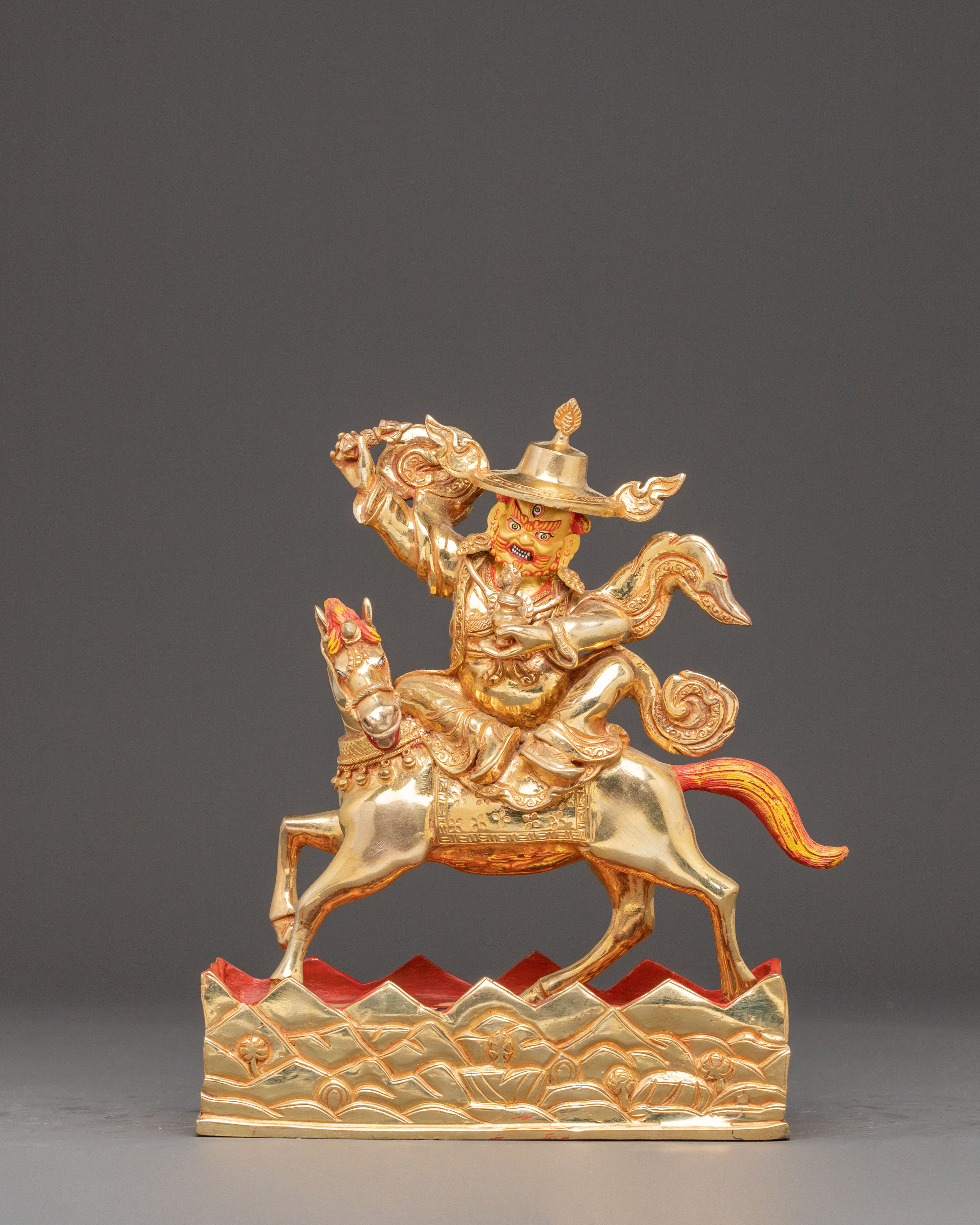 Handmade Pehar Gyalpo Golden Statue | 24K Gold Gilded