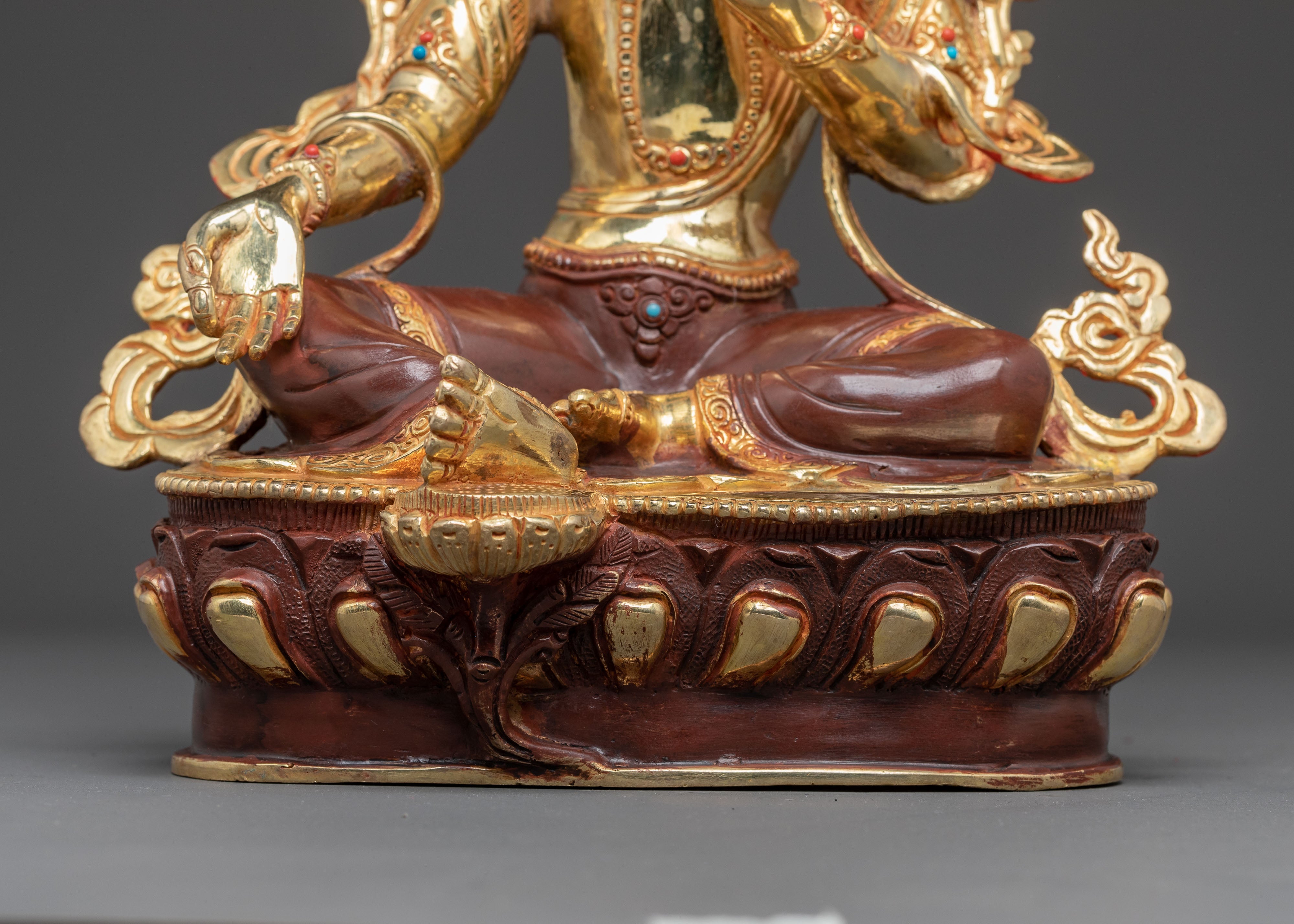 Handmade Golden Green Tara Statue | Mother of Liberation