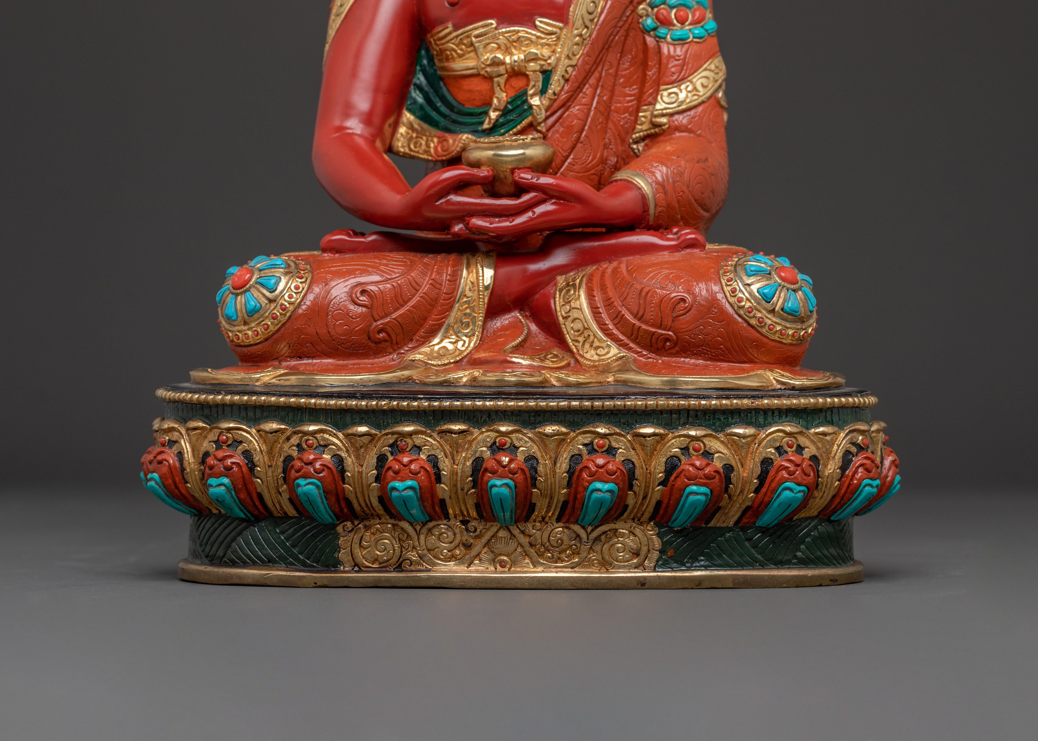 Amitabha Buddha Tibetan Sacred Statue, Hand-Gilded Copper
