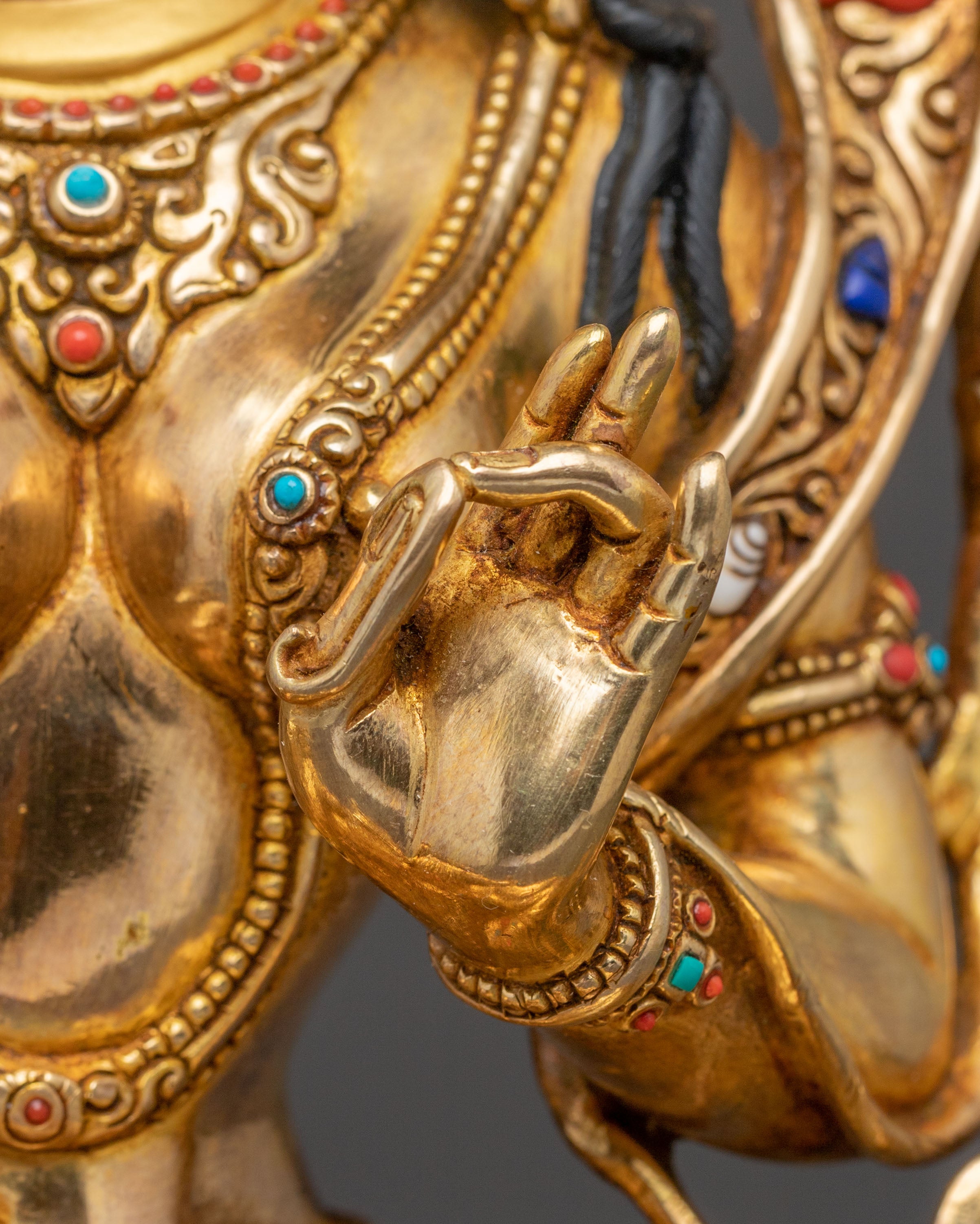 Green Tara Spiritual Blessing Statue | 24K Gold Gilded Art