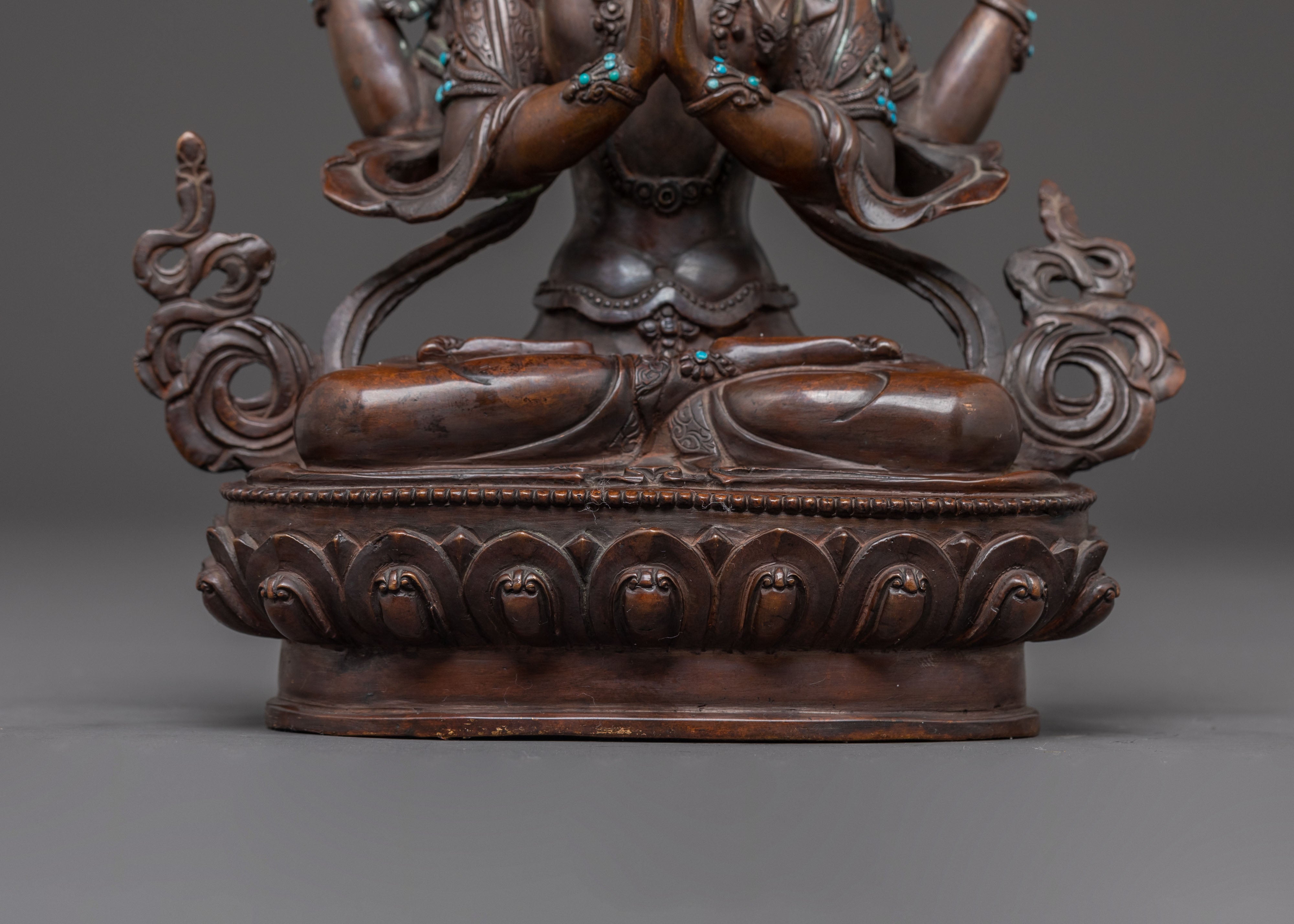 Handcrafted Chenrezig Statue of Compassion | Four-Armed Bodhisattva