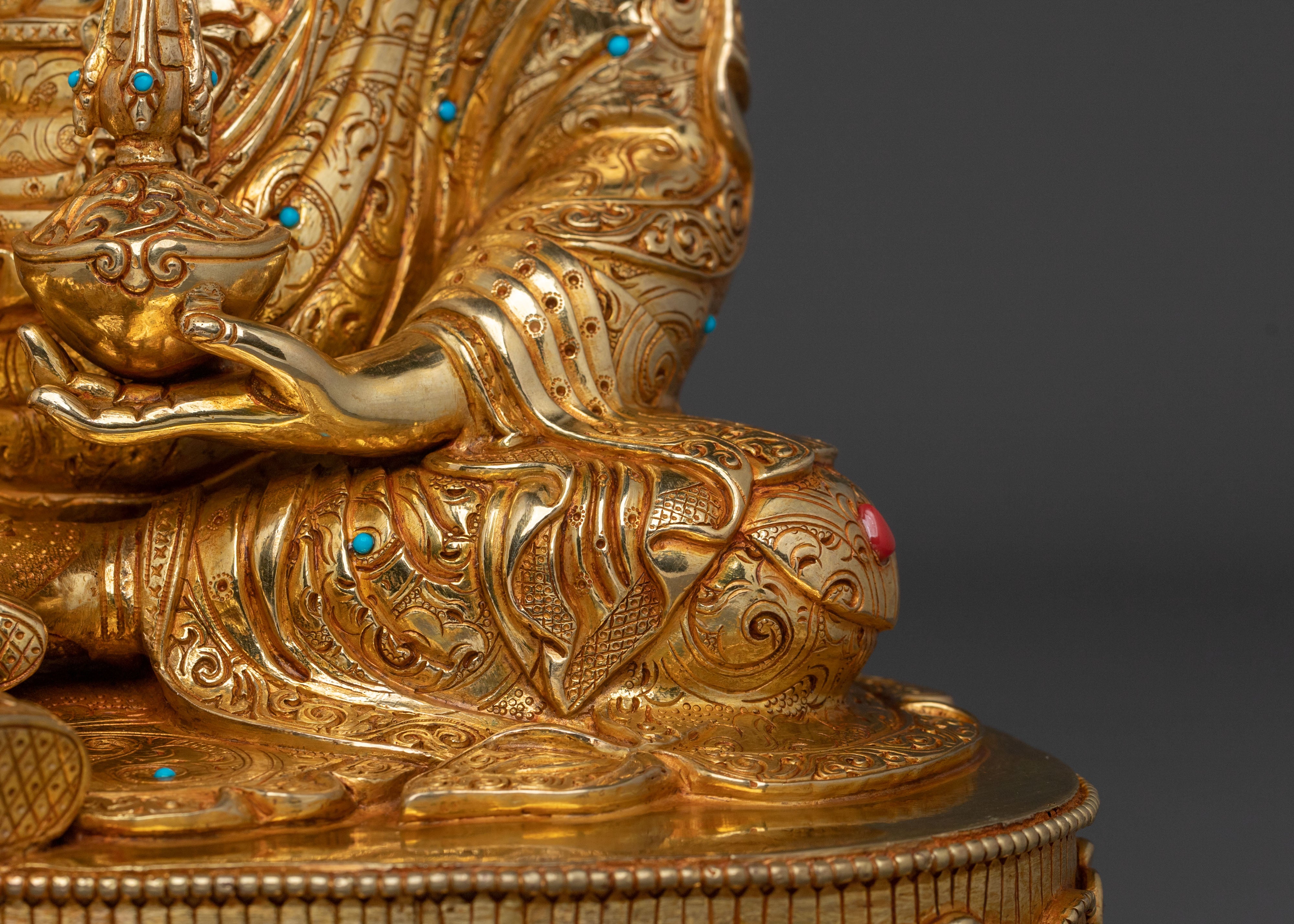 Guru Rinpoche Meditation Statue | Handcrafted Copper Altar Decor