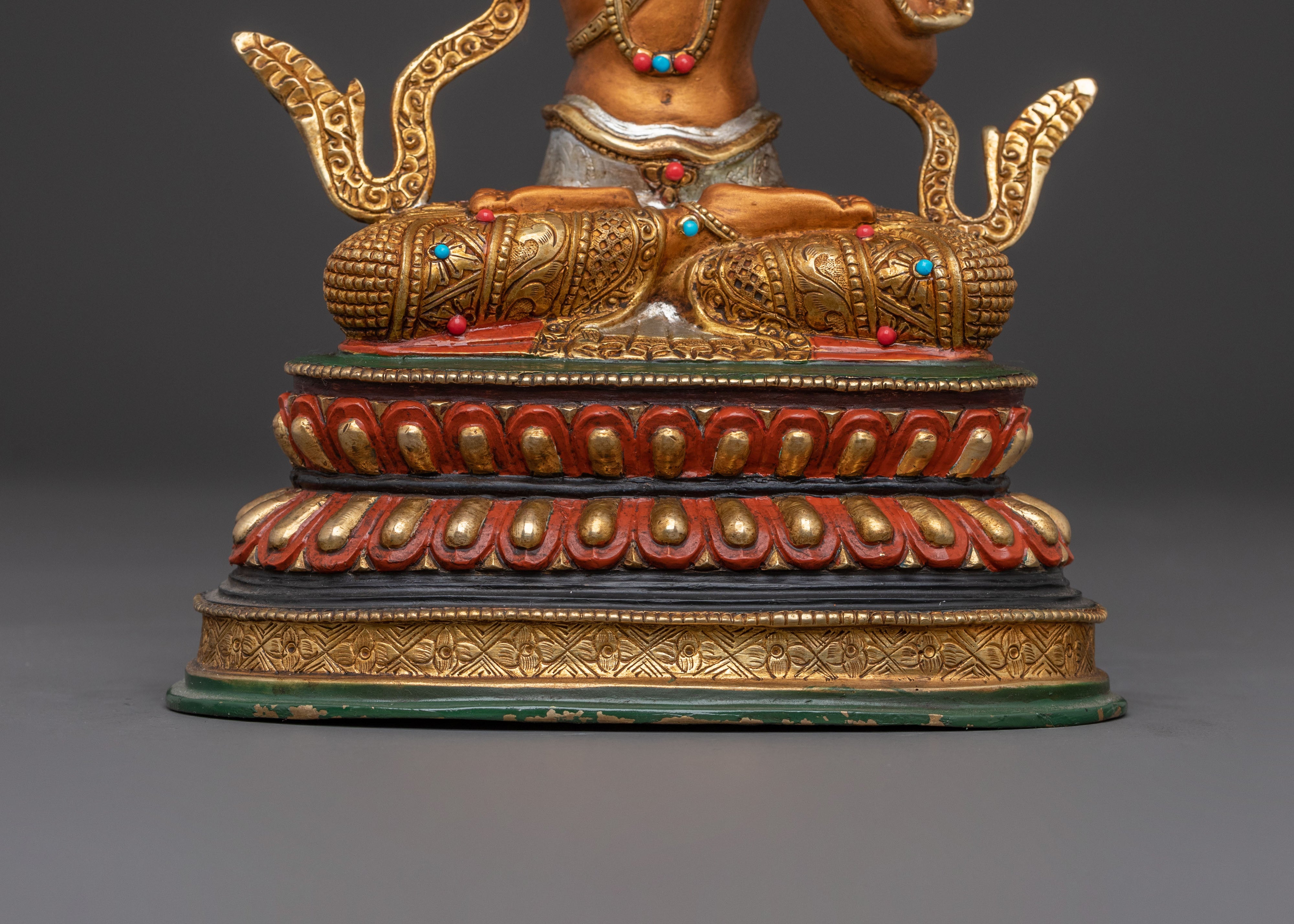 Manjushri Tibetan Sacred Statue - 24K Gold Gilded Serenity