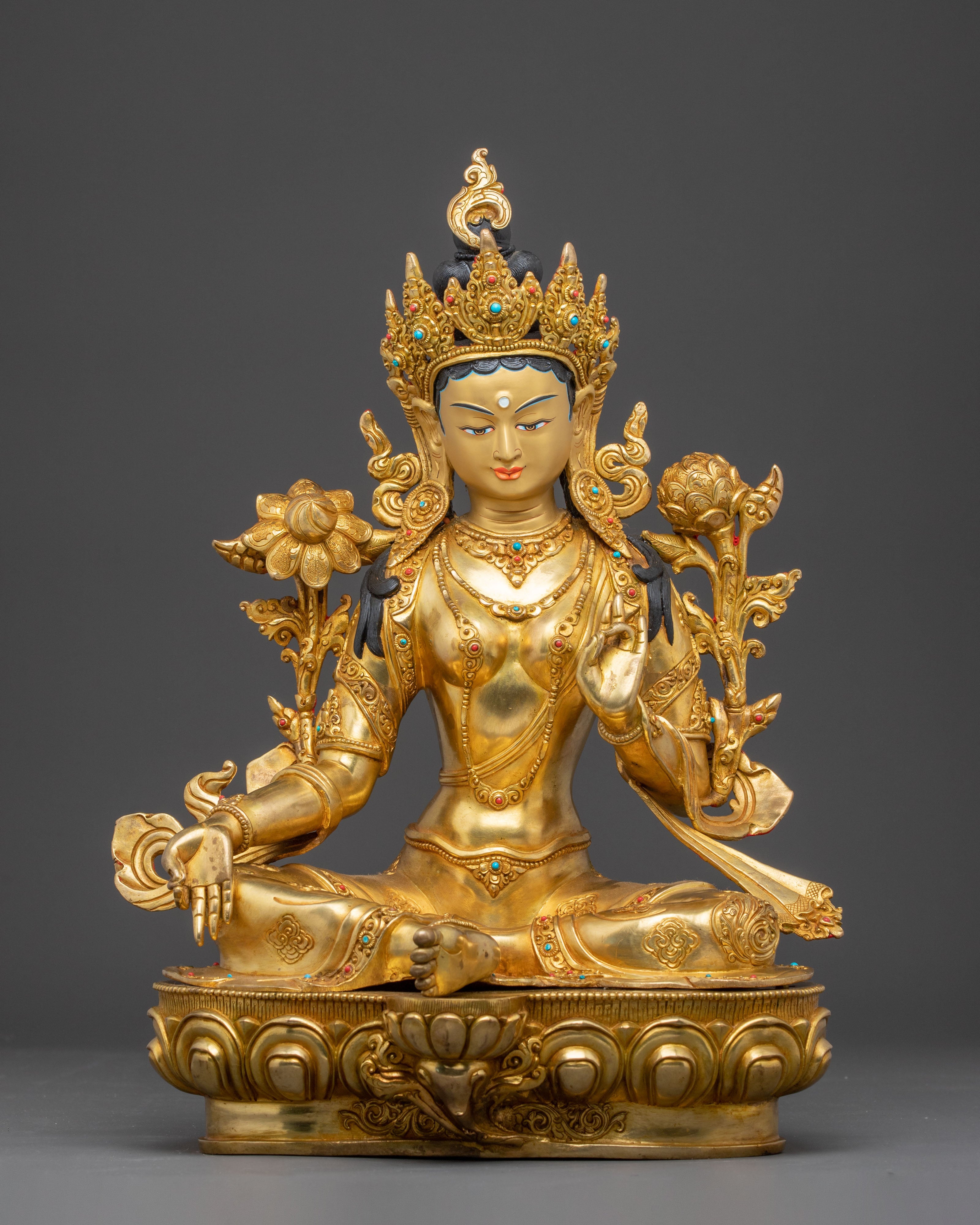 Handcrafted Beautiful Statue of Mother Green Tara | Buddhist Goddess of Compassion