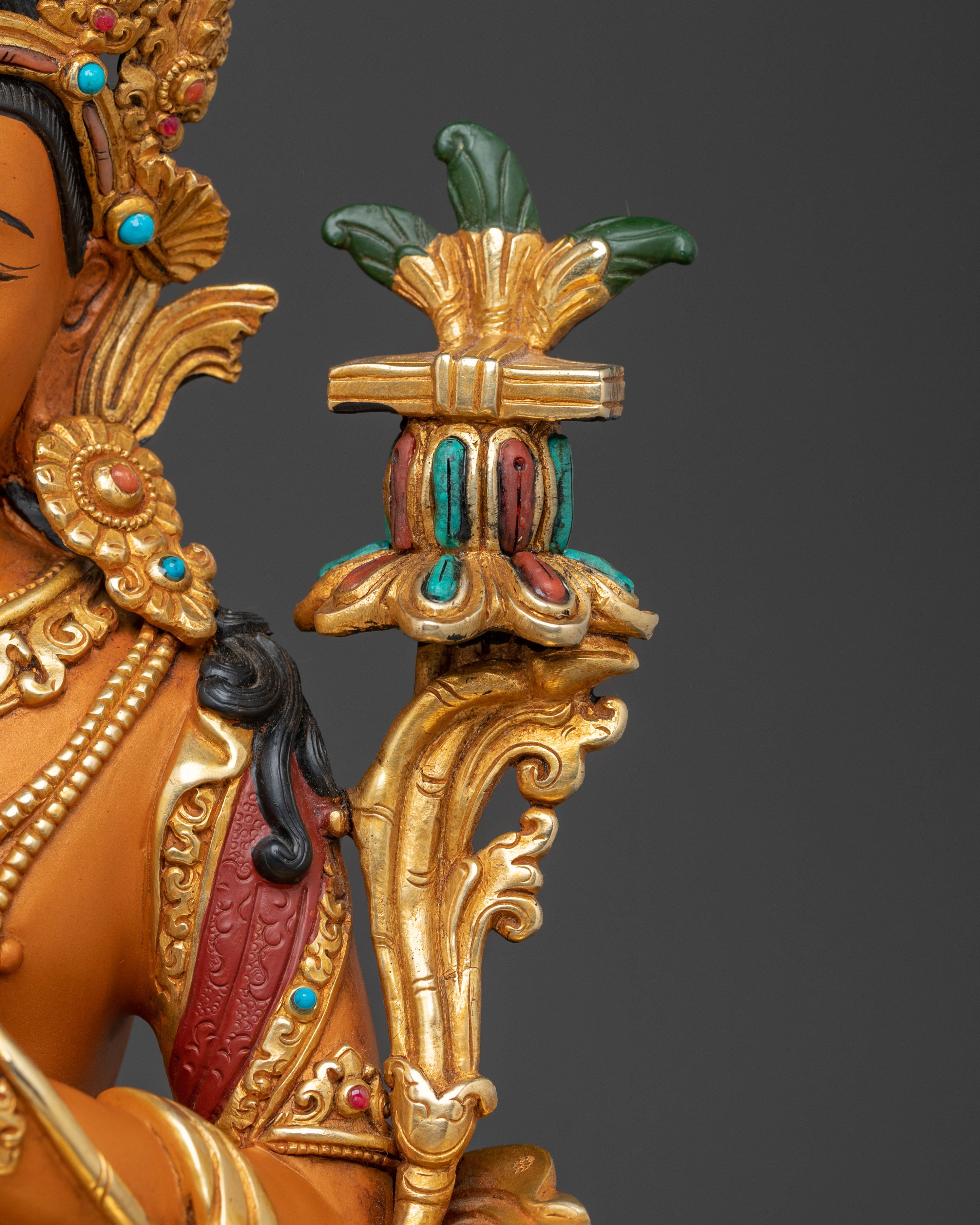 Tikshna Manjushri with Snow Lion Sculpture