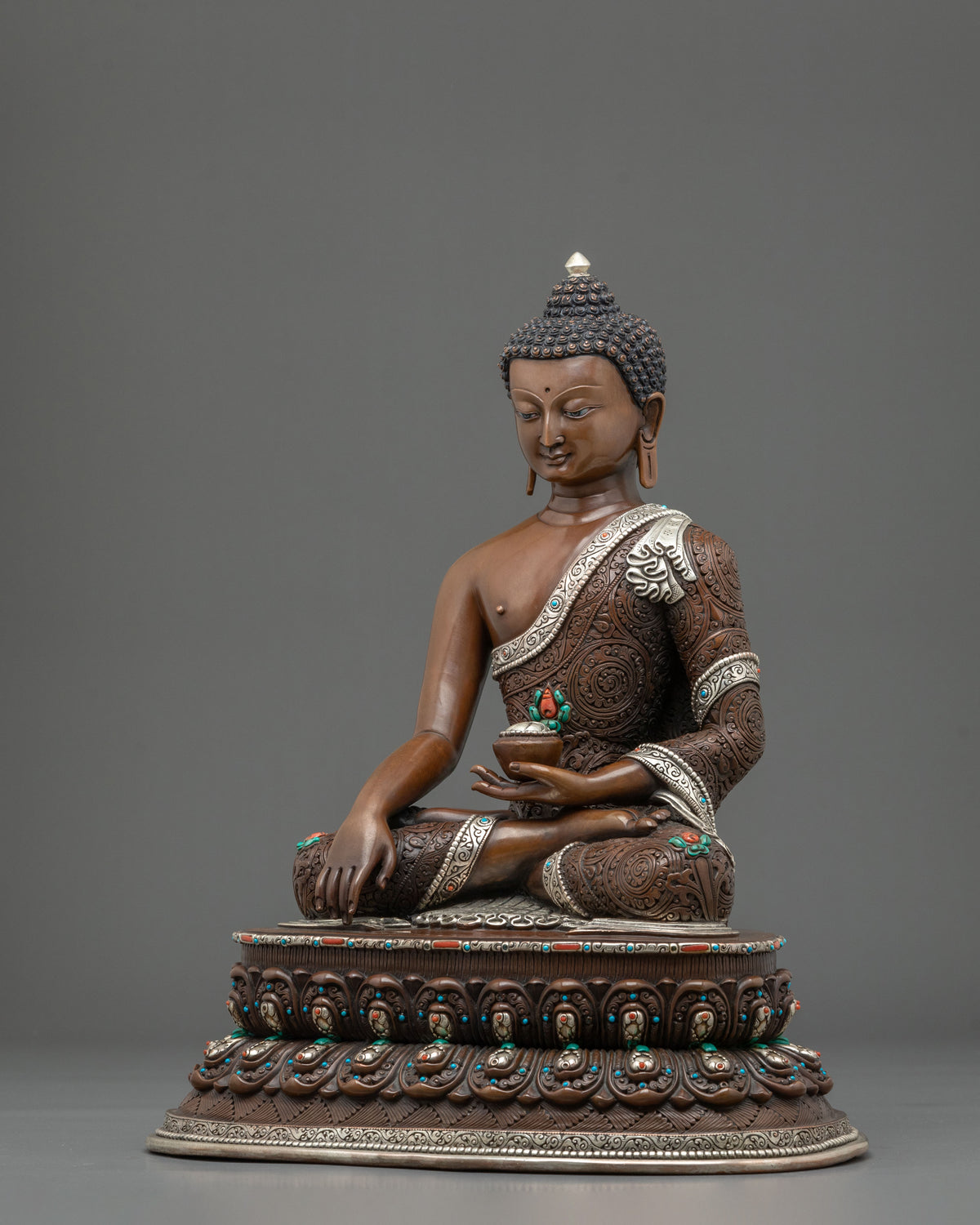 Shakyamuni Buddha Statue | Oxidized Copper Buddhist Figurine