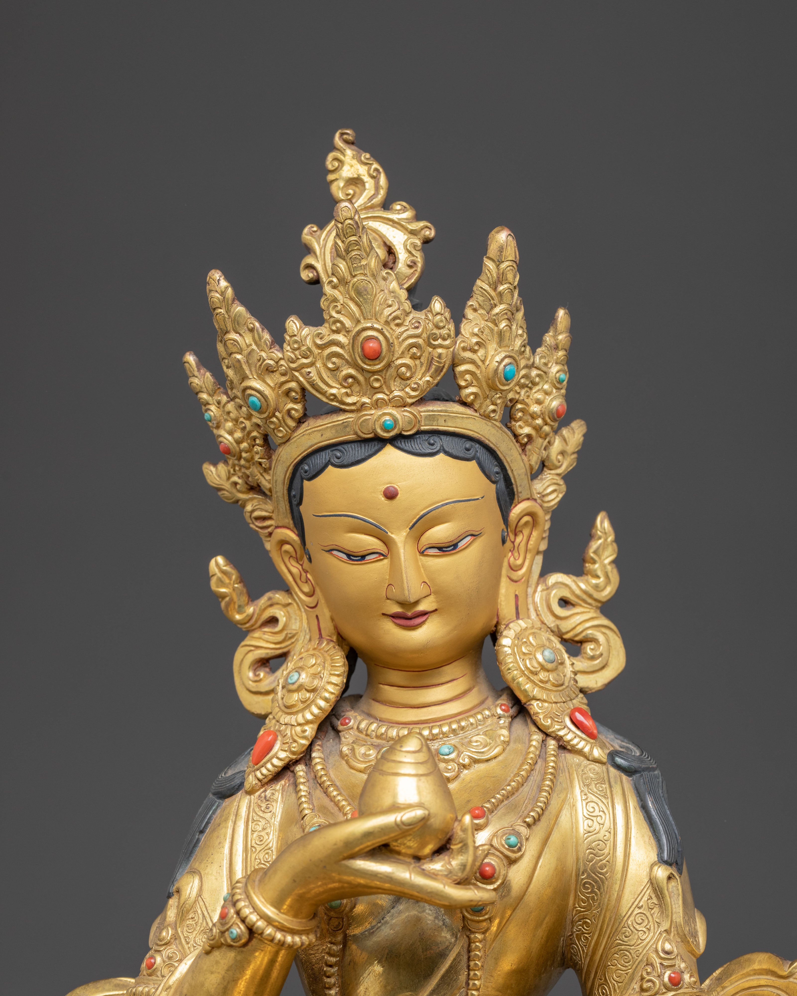 Himalayan Copper Statue of Bodhisattva Ksitigarbha | Tibetan Buddhism