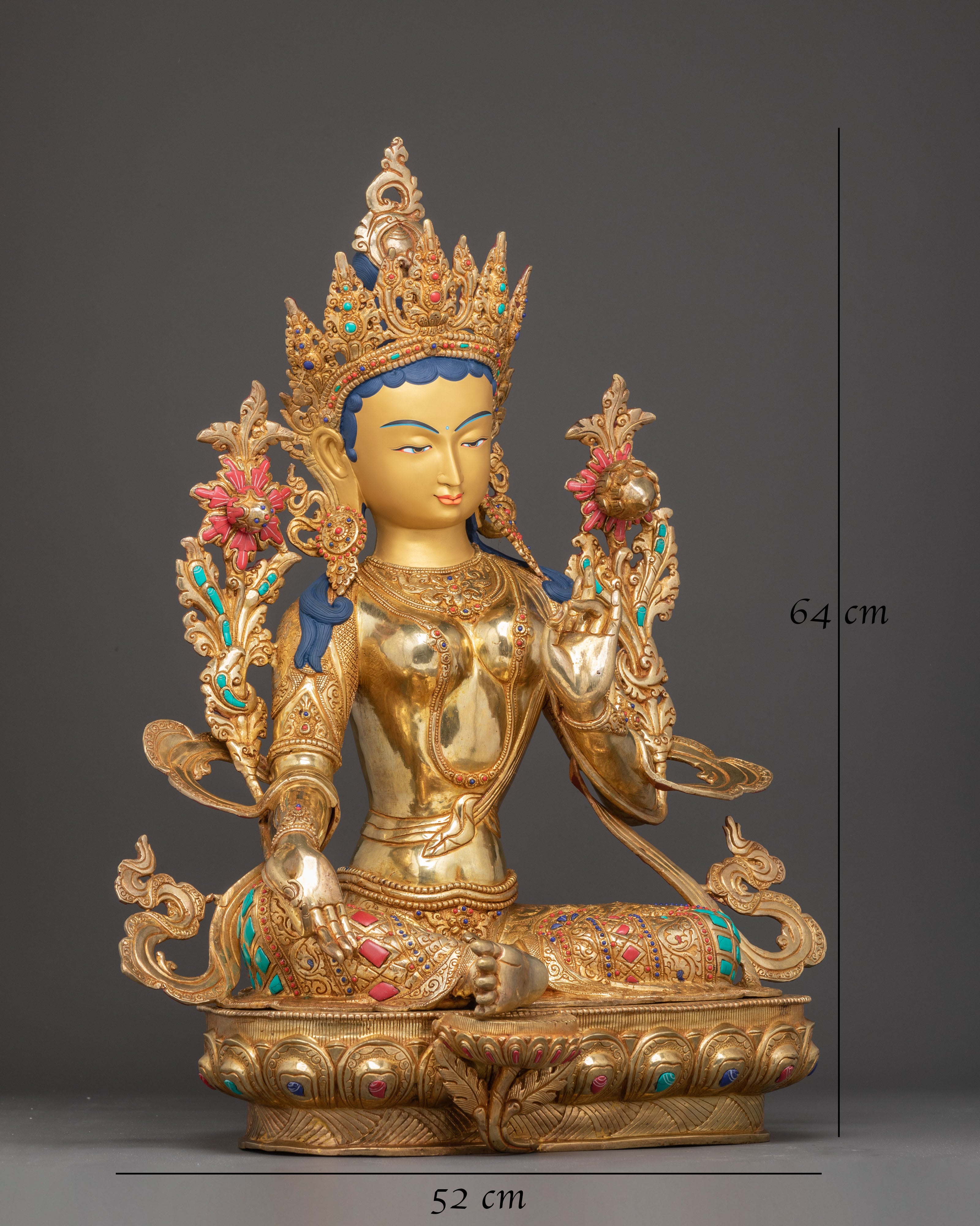 Handmade Serene Sculpture of Mother Green Tara | Divine Feminine Protector