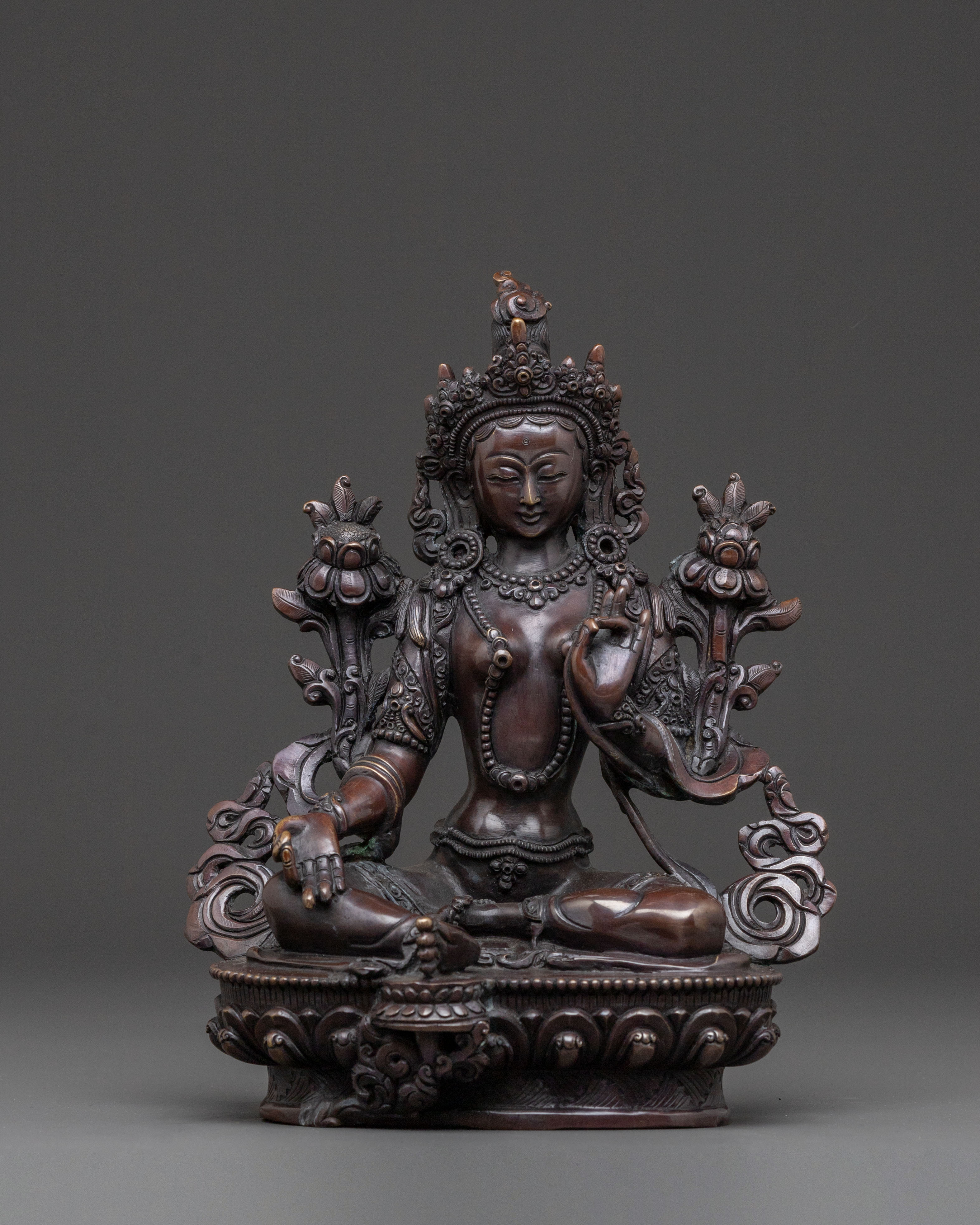 Green Tara Statue | Handcrafted Oxidized Copper Art