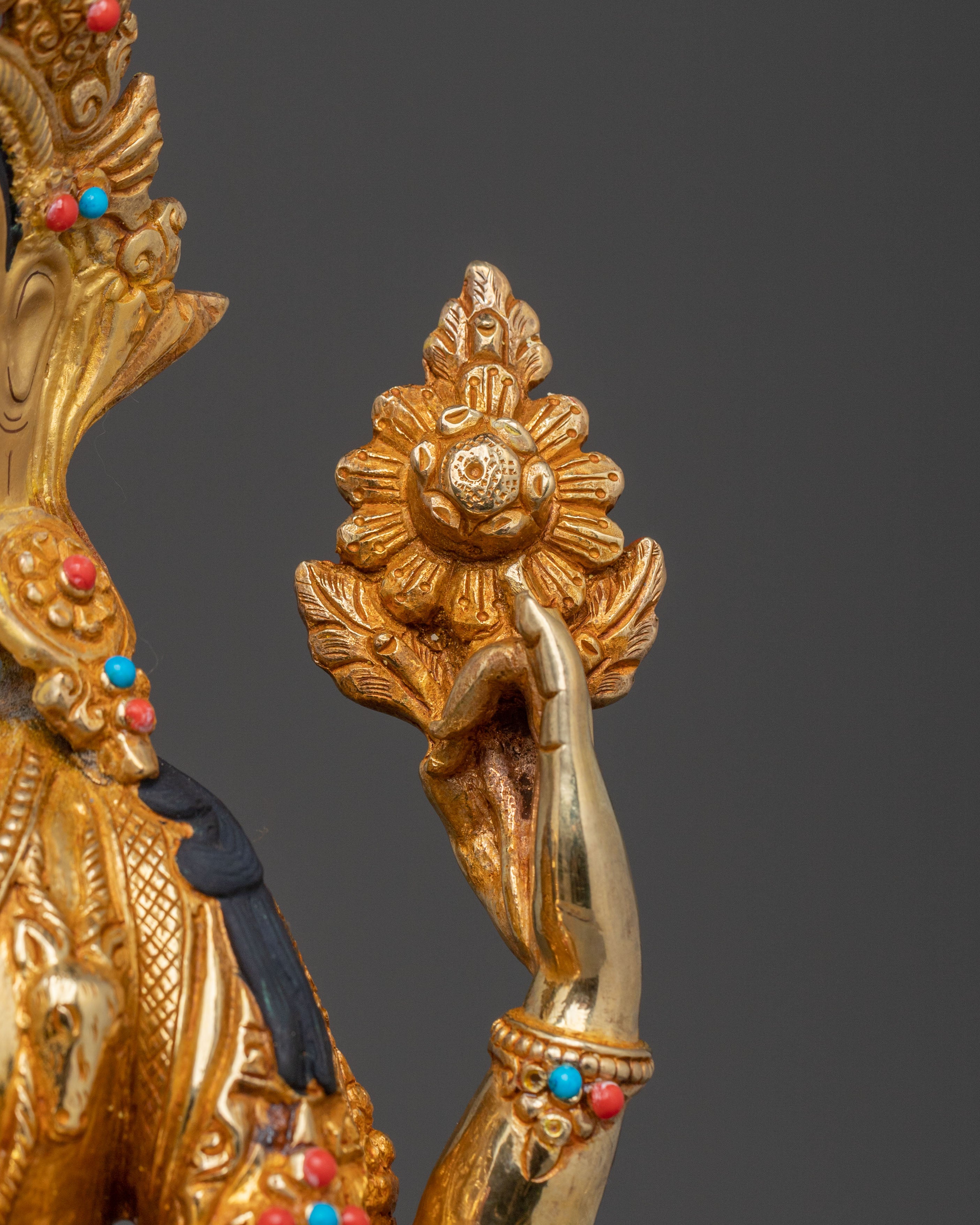 Chenrezig 24K Gold Gilded Statue: Divine Presence