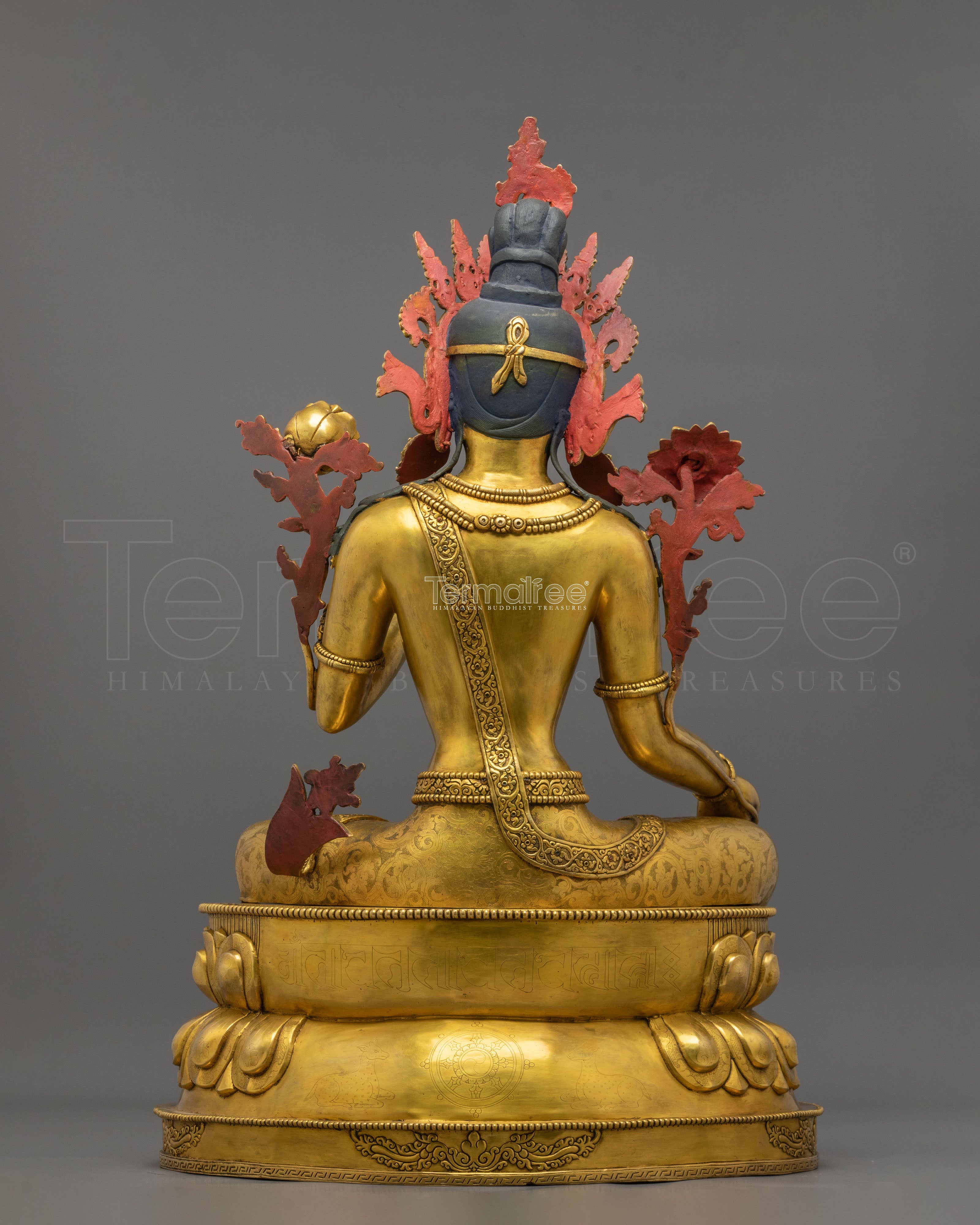 Green Tara Statue Goddess of Protection |  24K Gold Gilded Copper Sculpture
