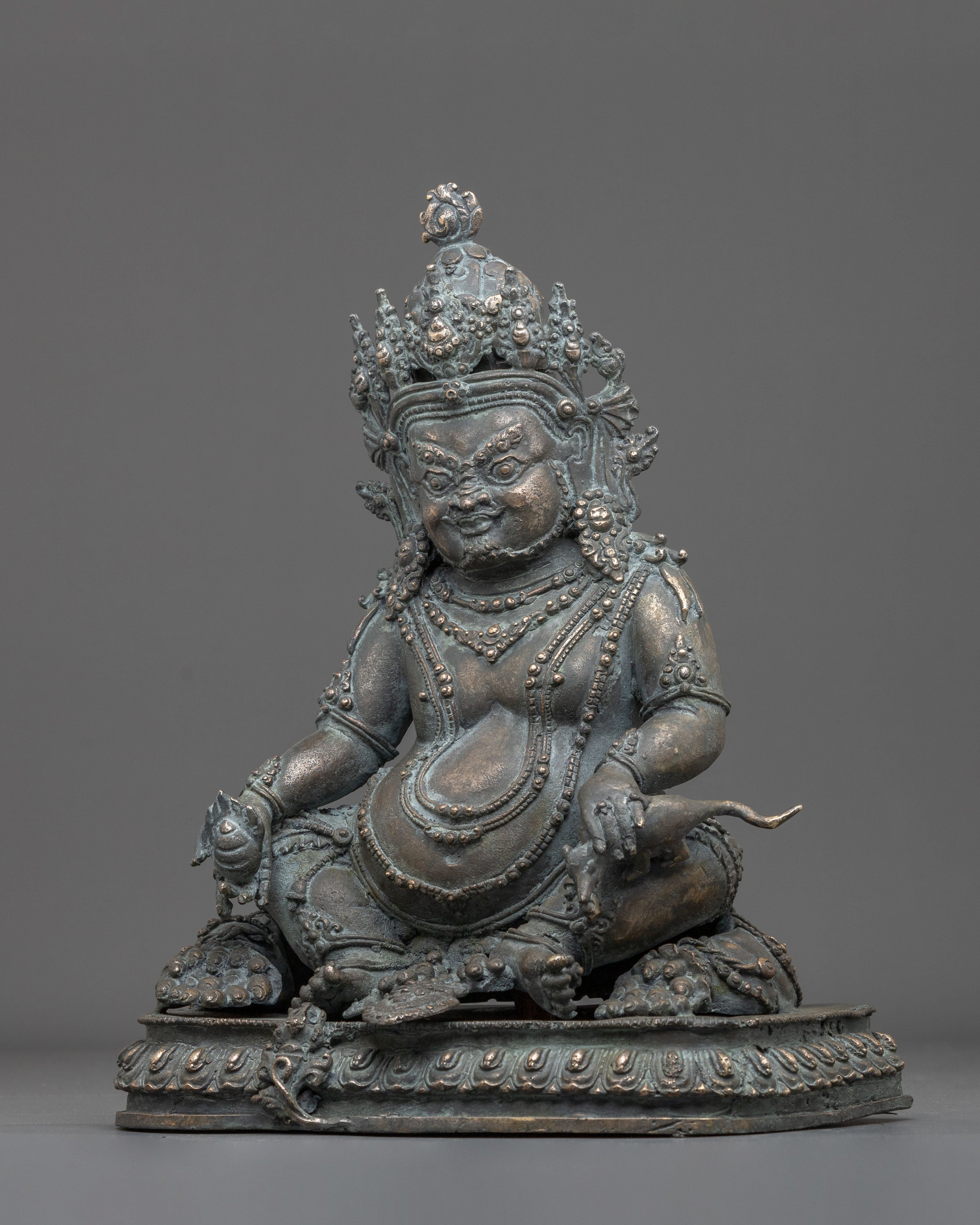 Tibetan Deity Dzambhala Copper Statue | Antique Finish