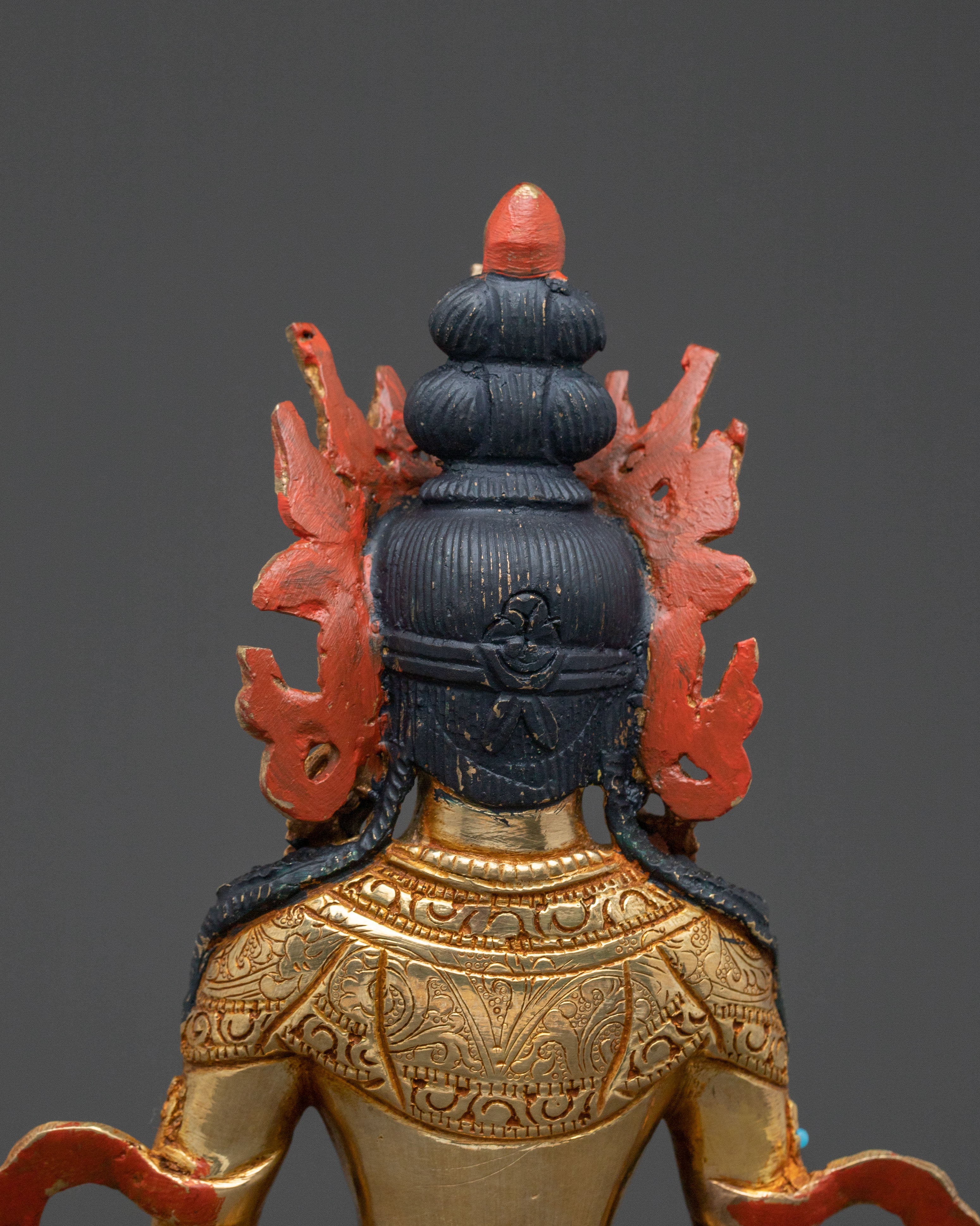 Spiritual Statue of Amitayus – 24K Gold Gilded Copper