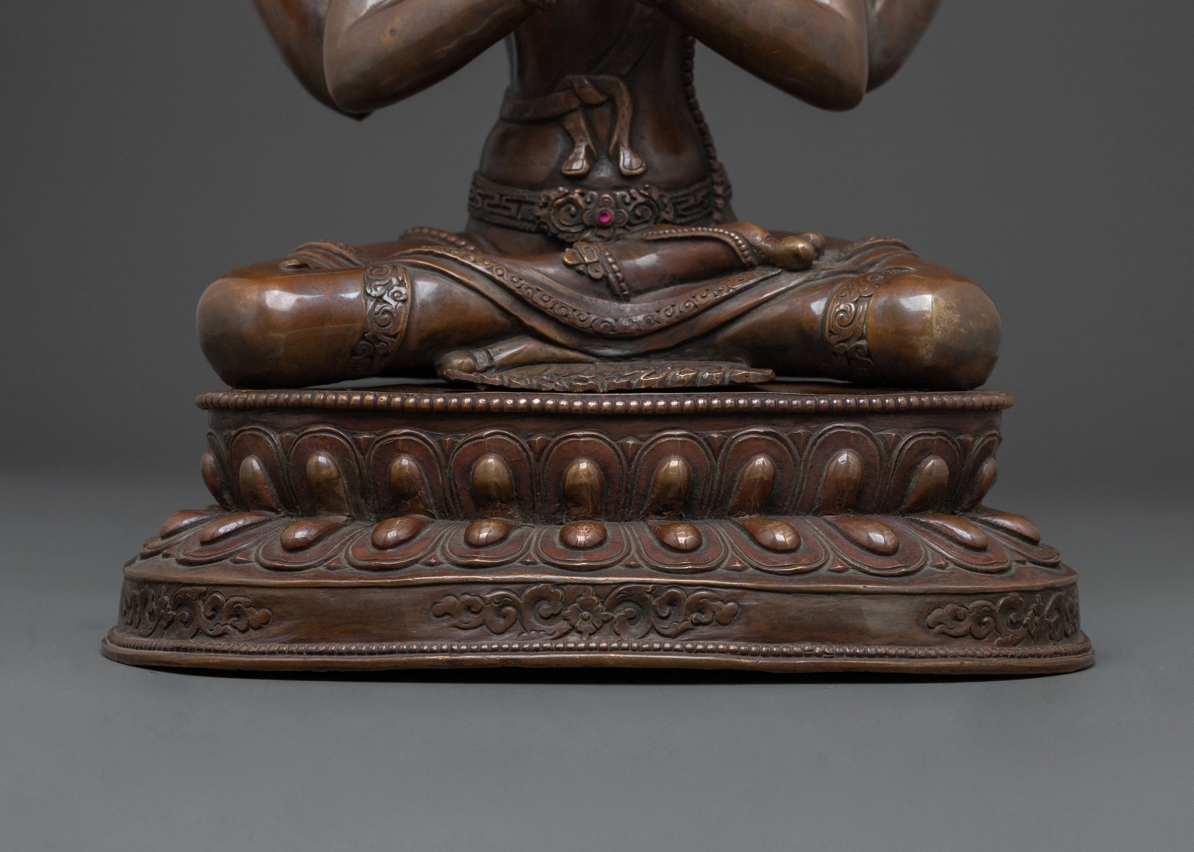 Handcrafted Chenrezig Buddhist Sculpture | Oxidized Copper Statue
